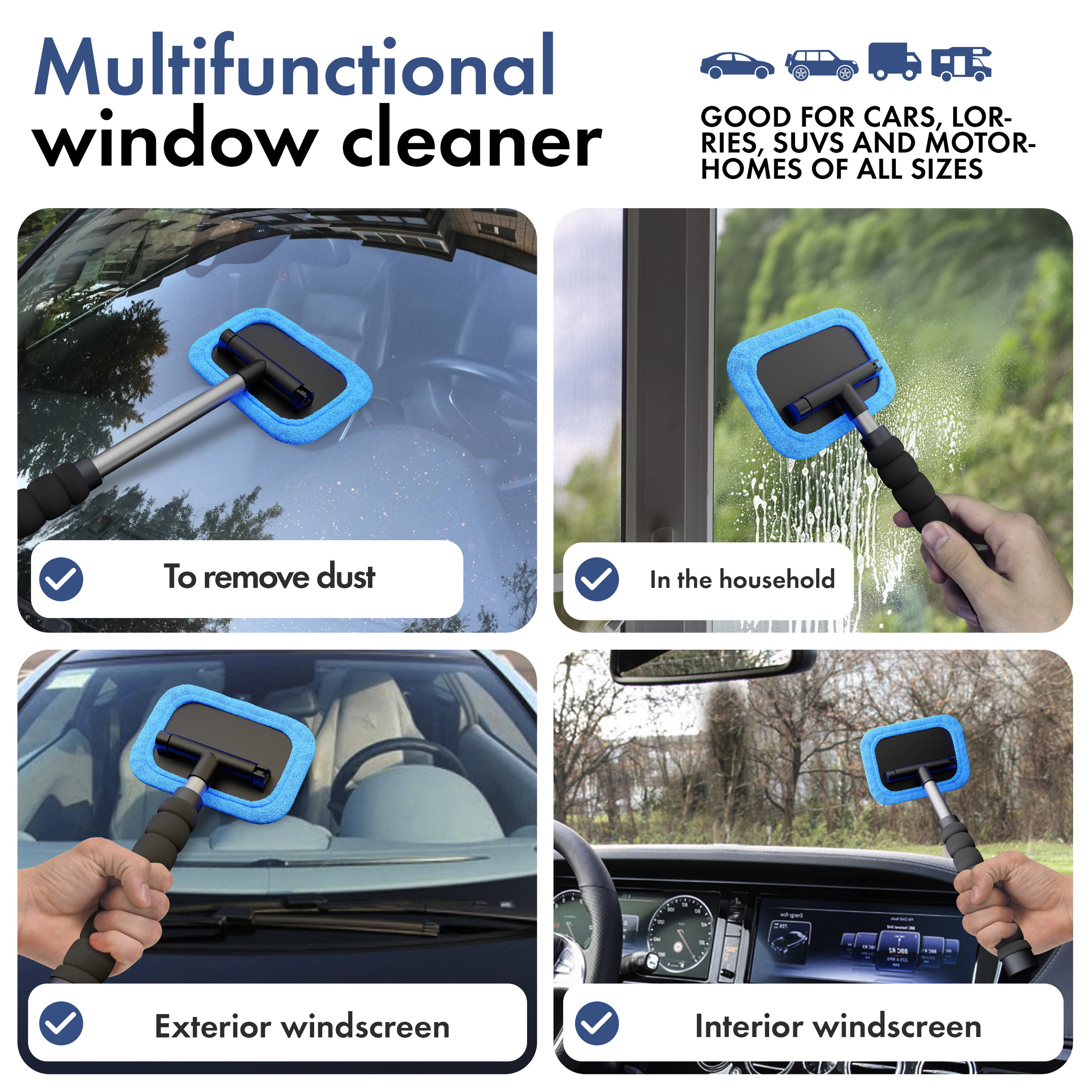 Window cleaner telescopic 26 - 42 cm blue