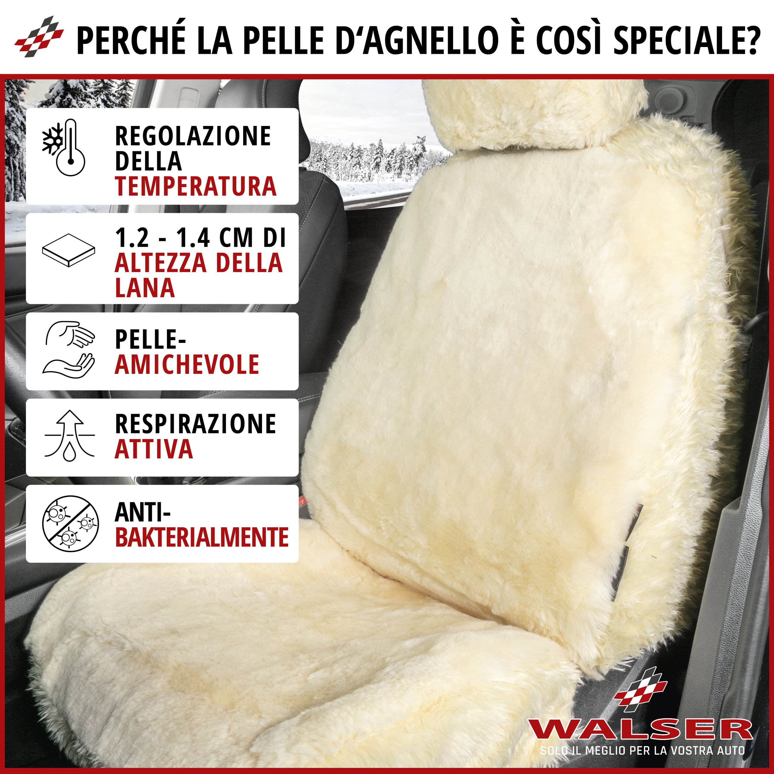 Coprisedili auto Maya in pelle d'agnello beige, 1 pezzo