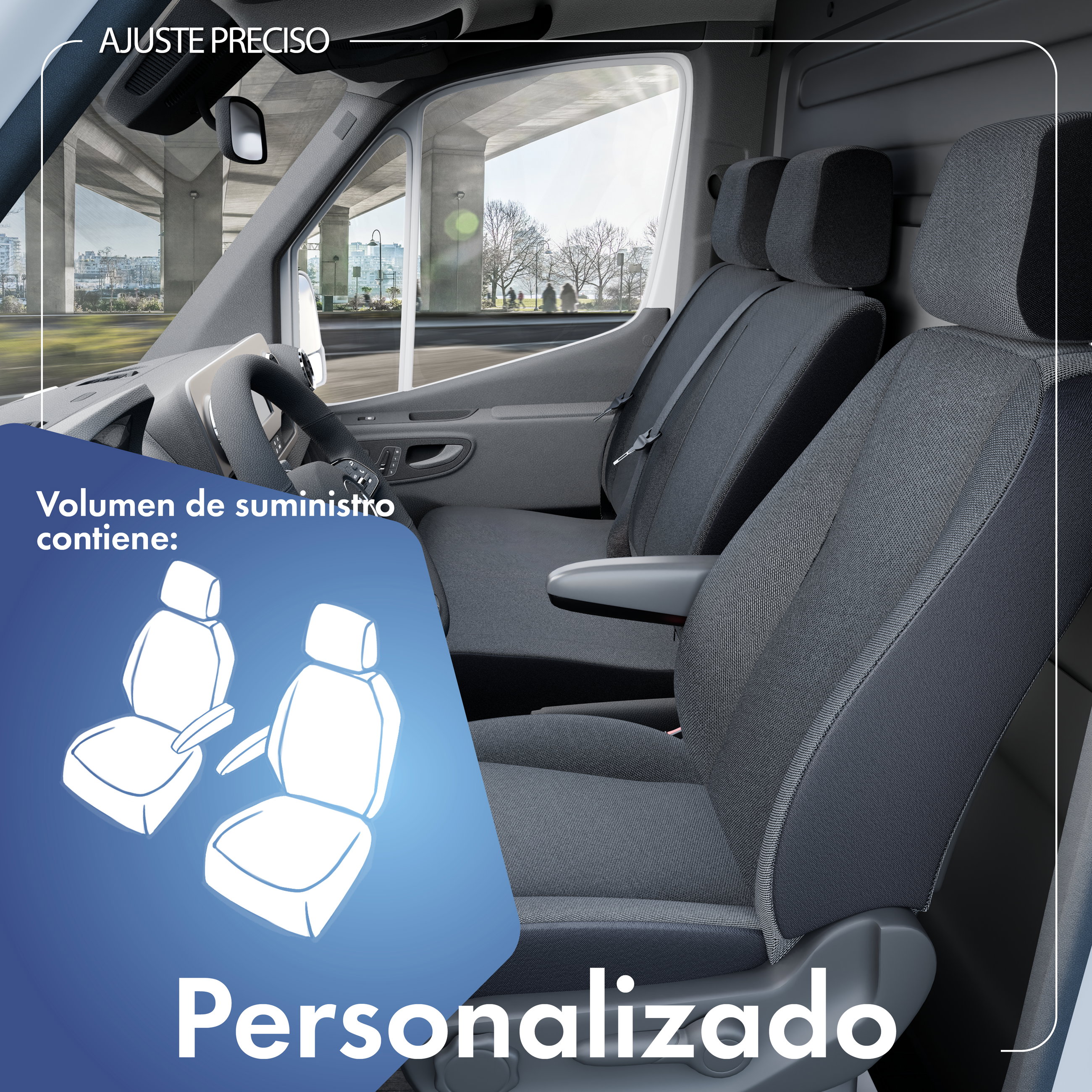 Citroen Berlingo funda de asiento compatible de tela, ajuste perfecto para 2 asientos individuales delanteros, fundas de asiento robustas para furgoneta/van antracita