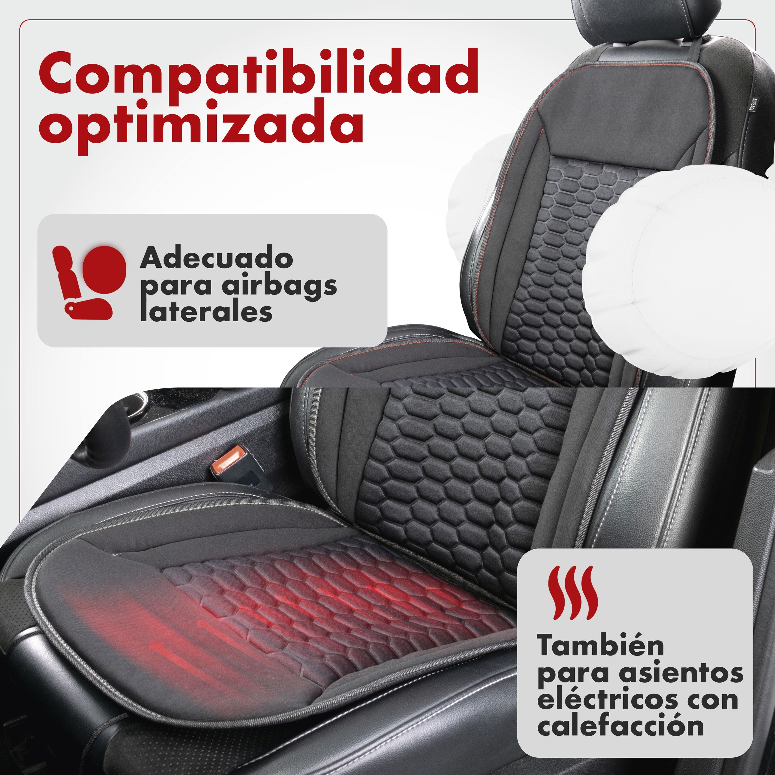 Kissen, Dekoration für Zuhause, Autositz, Transport, Fahrzeug, corresponding to de, car seat, Sitzkissen, Beheizung, seitige Airbags, schwarz Leder