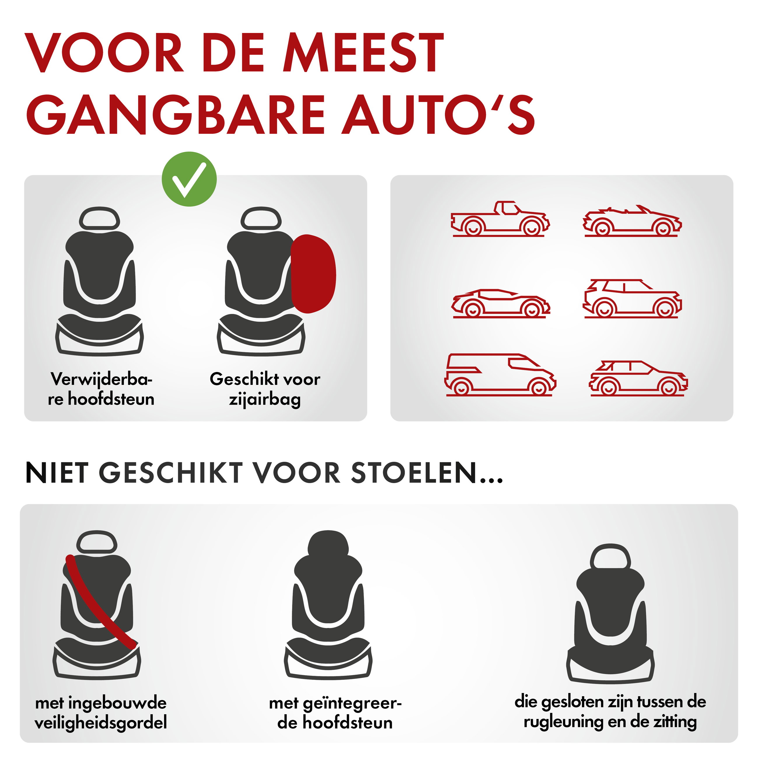 Autostoelbekleding Tratto met Zipper ZIPP-IT, Autostoelhoes set, 2 stoelbeschermer voor voorstoel, 1 stoelbeschermer voor achterbank zwart