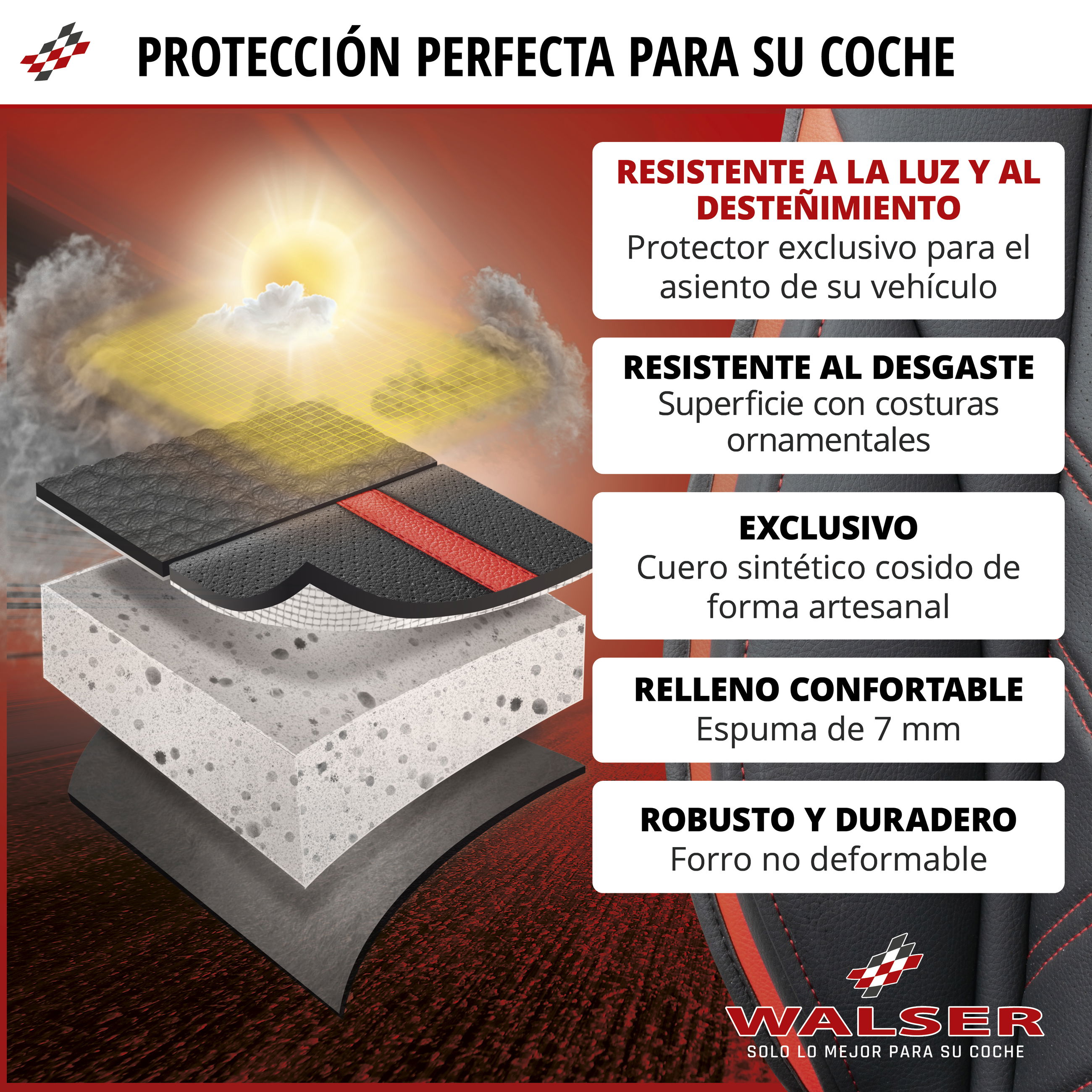 Werbung, Plakat, Mobiliar, Protector, asiento, coche, cuero sintético, espuma