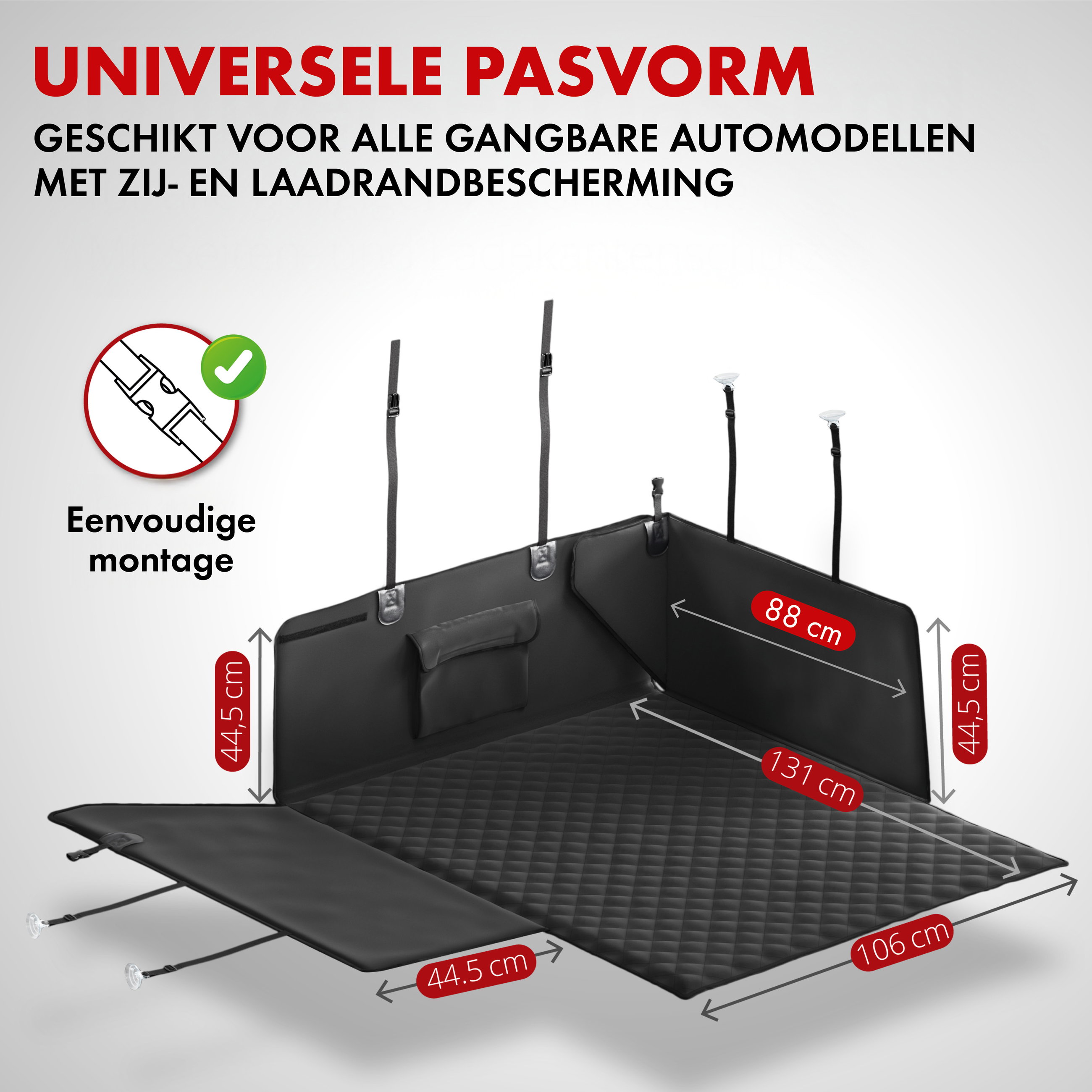 Kofferbakbeschermhoes Bello, kofferbakmat met zijbescherming, universele kofferbakbescherming, hondenbescherming voor de auto, waterafstotende kofferbakmat 13626