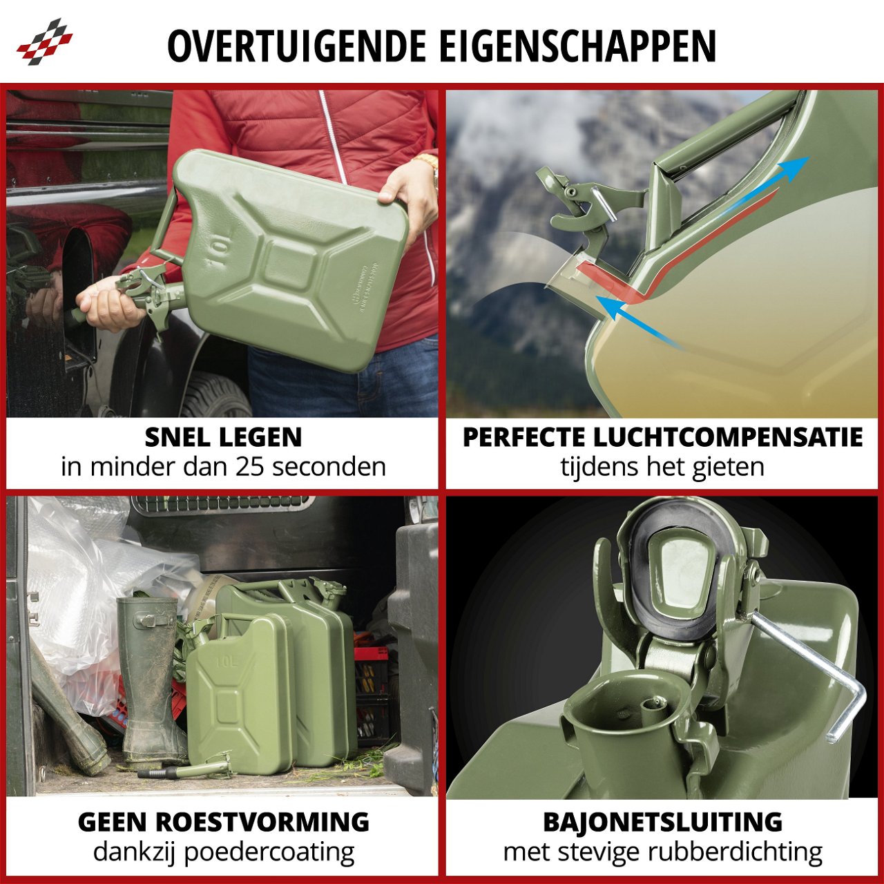 Benzine jerrycan metaal 10 liter, brandstof jerrycan, UN ...