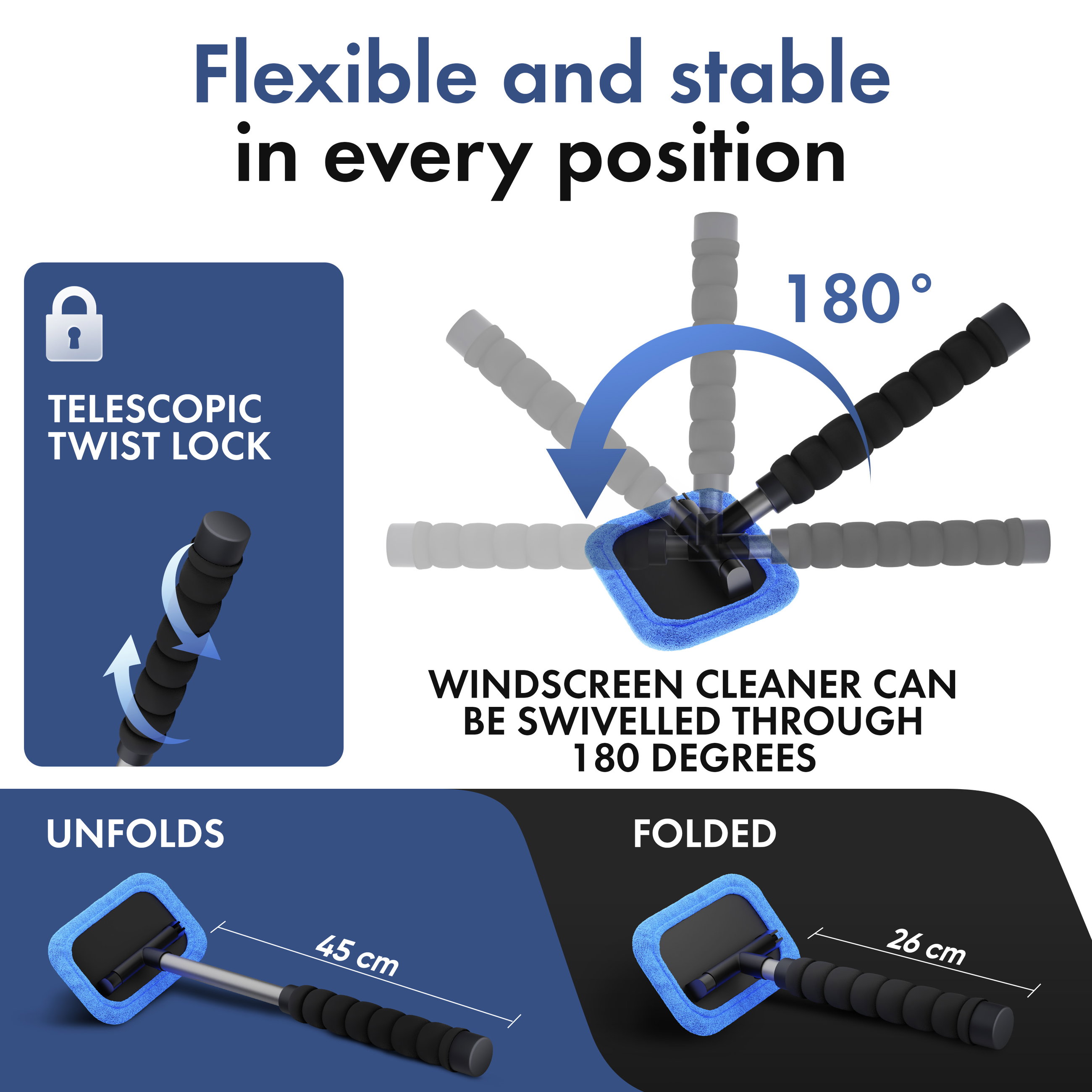 Window cleaner telescopic 26 - 42 cm blue