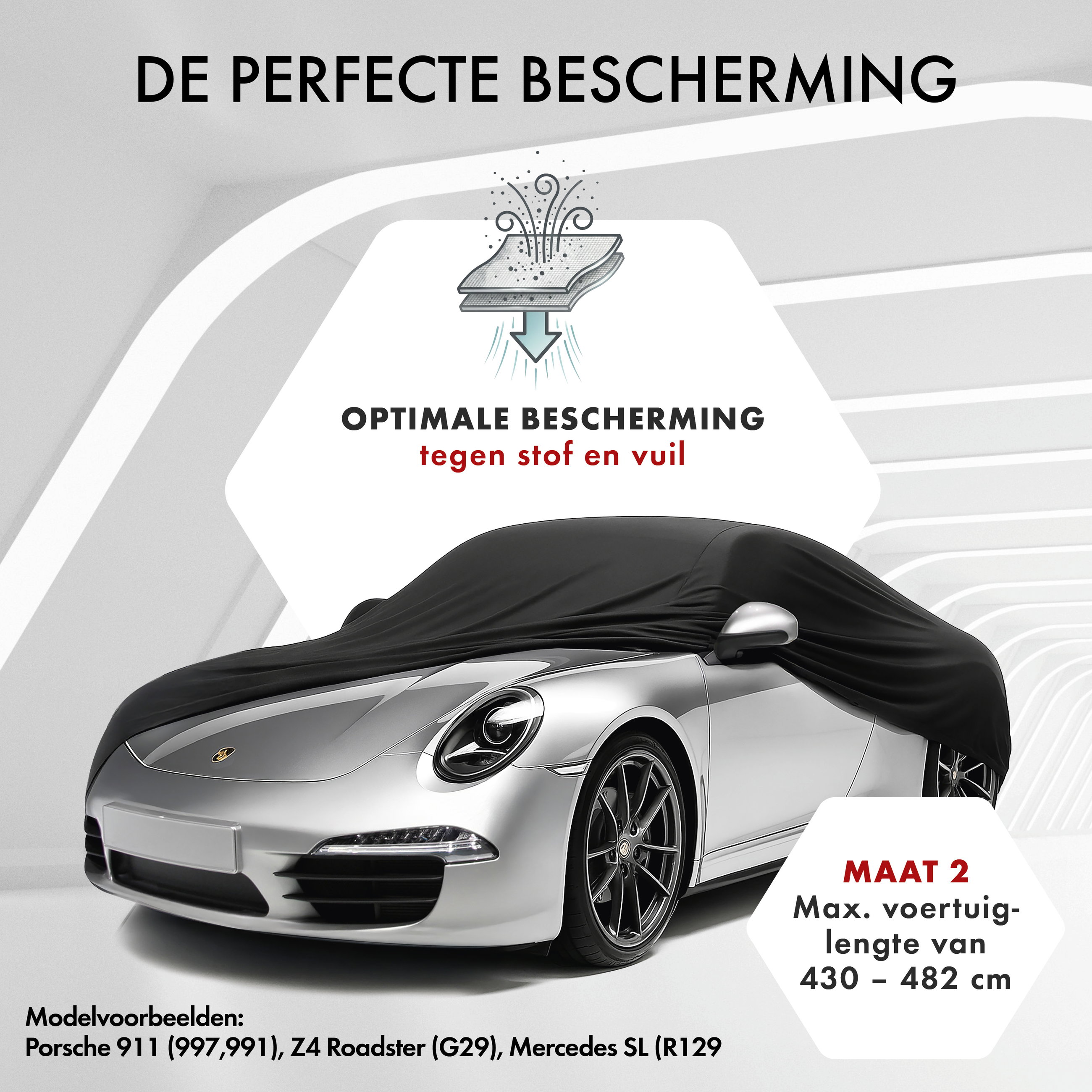 Overtrek Indoor Stretch Maat 2 Auto zwart