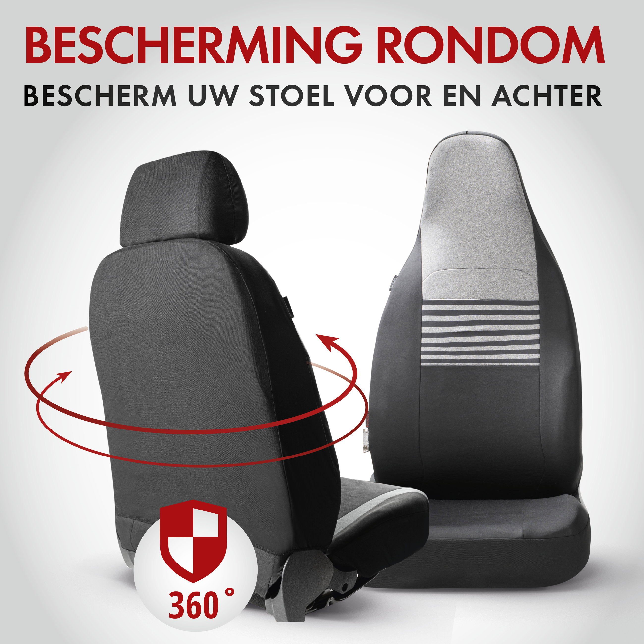 Premium autozetelhoezen Gordon met rits, ZIPP-IT zetelhoezen, 2 zetelhoezen vooraan zwart/grijs 11866