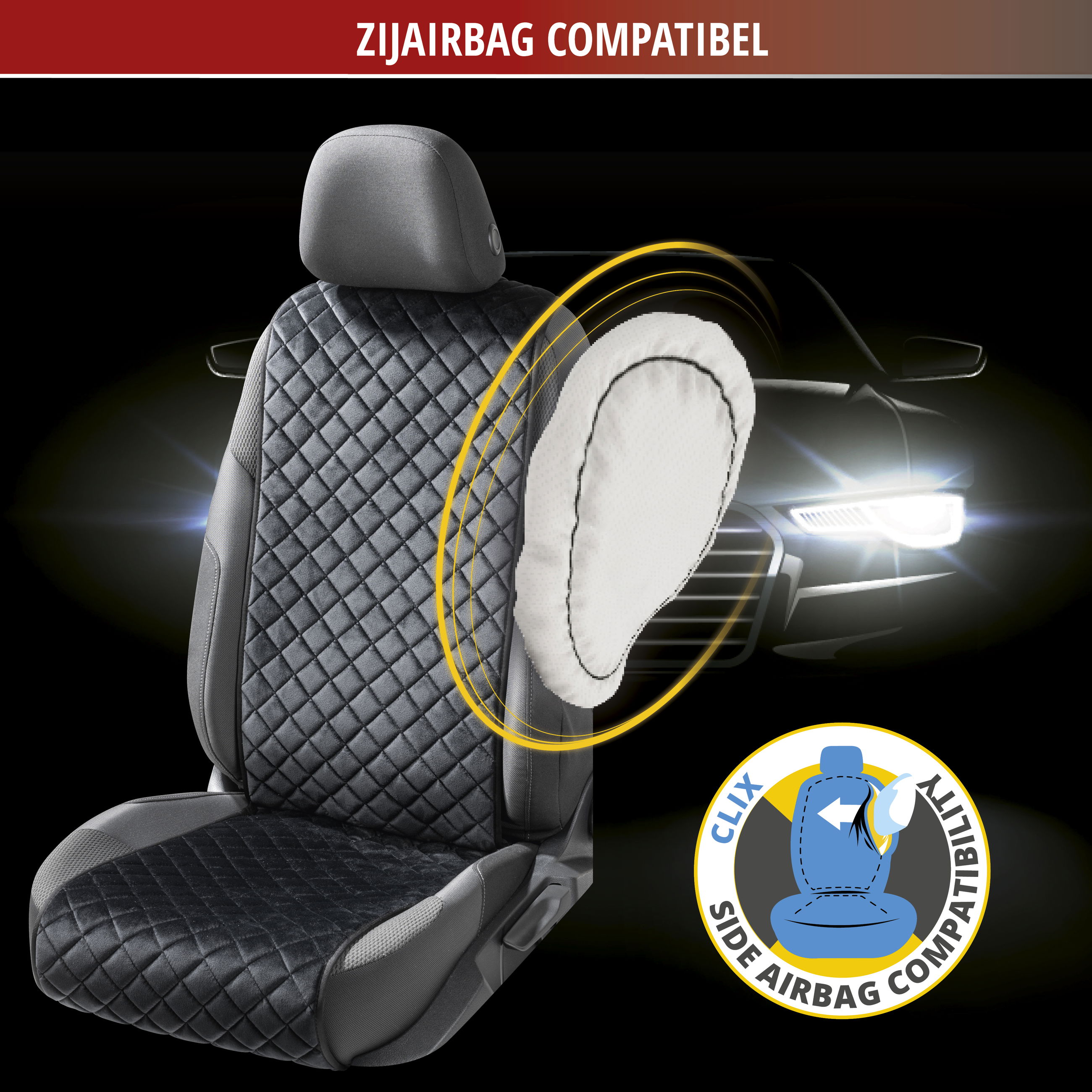 autosalier, sitzeinlage, quilted, ruckseite, seat pad