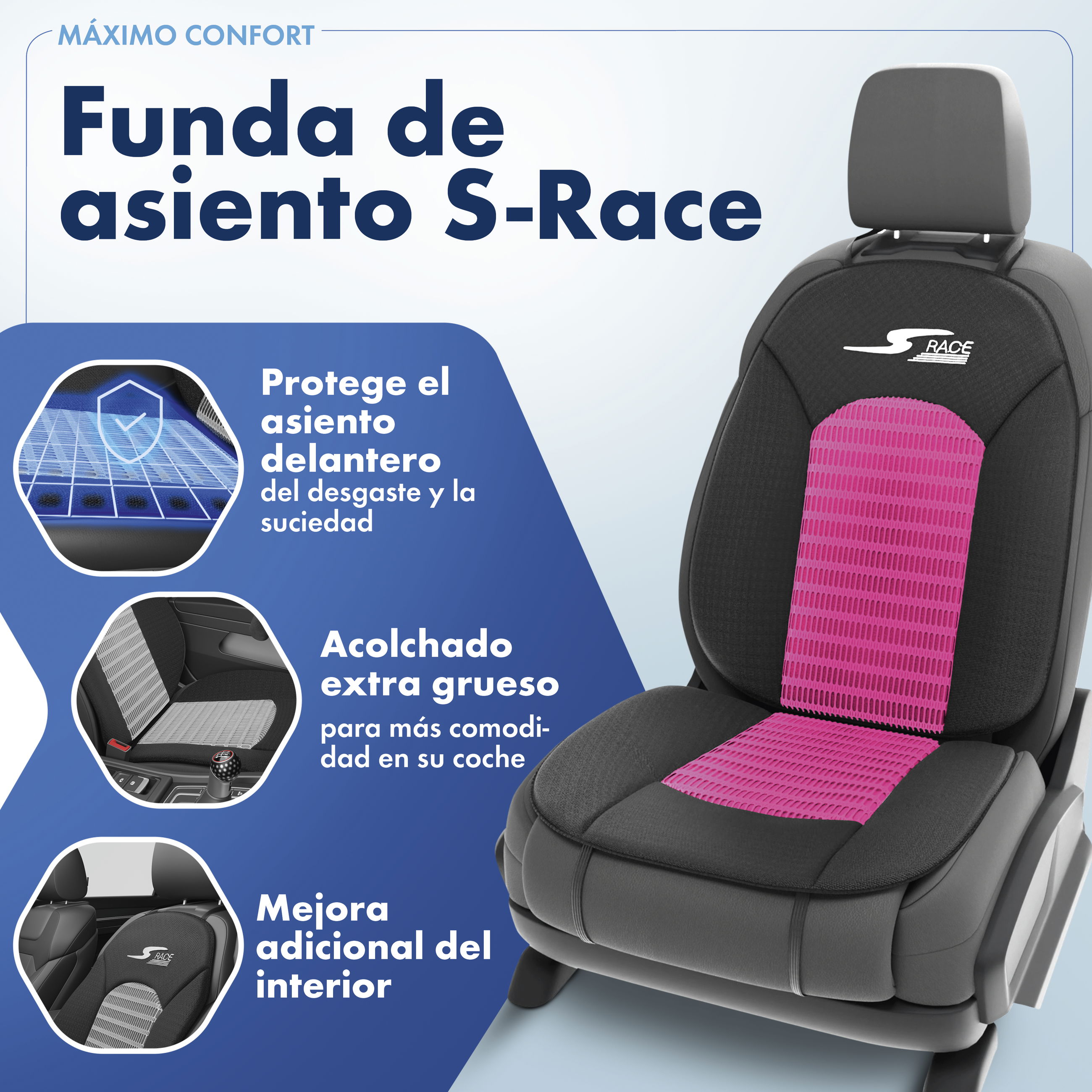 Kissen, Dekoration für Zuhause, Stuhl, Mobiliar, Auto, S-Race Sitz, Autositz, Pinkes Sitzkissen, Sitzbezug, Polsterung