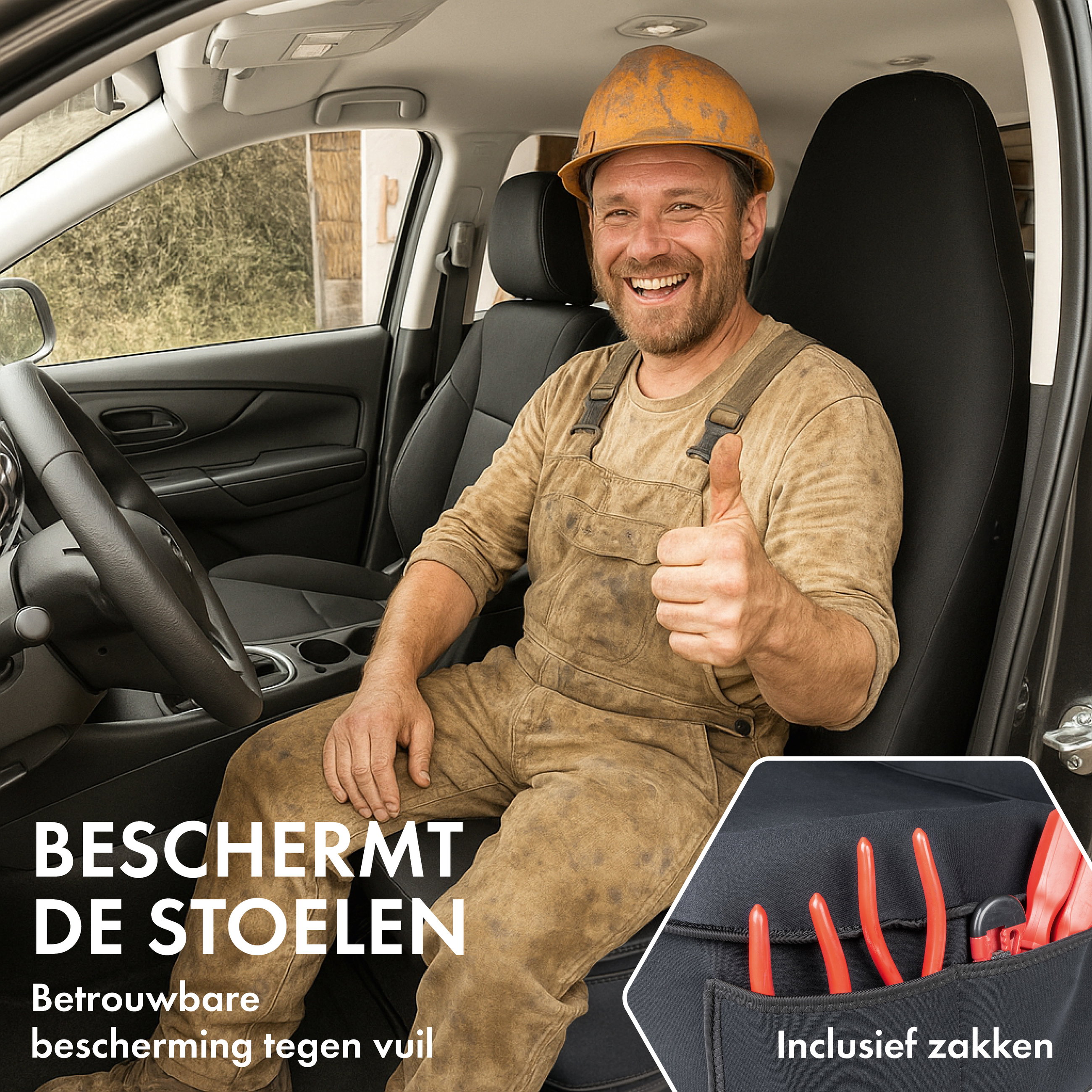 Autostoelhoes neopreen, autostoel beschermer voorstoel waterdicht, robuuste universele beschermhoes en beschermende onderlegger auto/vrachtwagen, 1 stuk