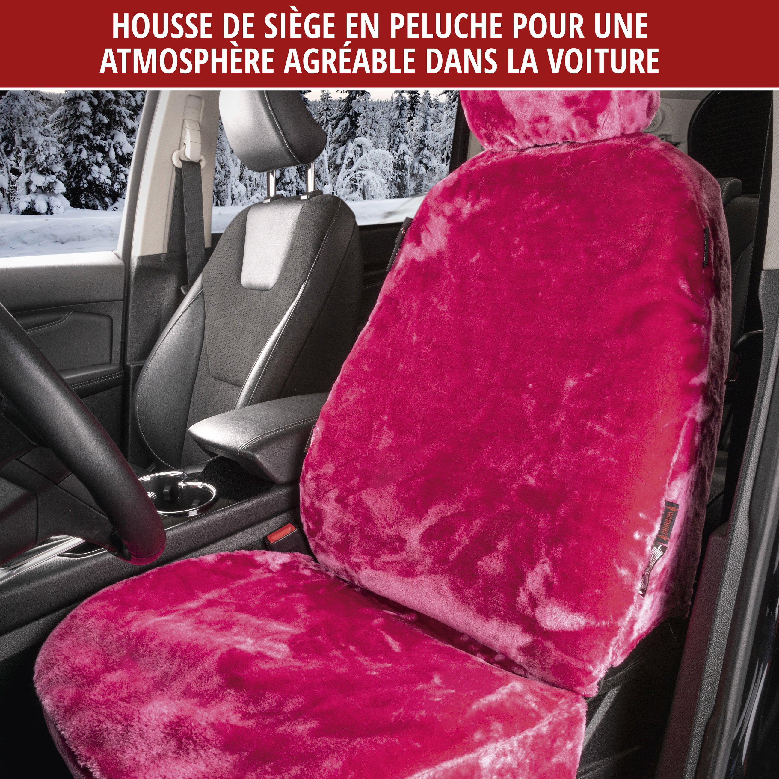 Housse de siège auto Teddy en fausse fourrure, protection de siège individuel, revêtement en fausse fourrure rose, 1 pièce