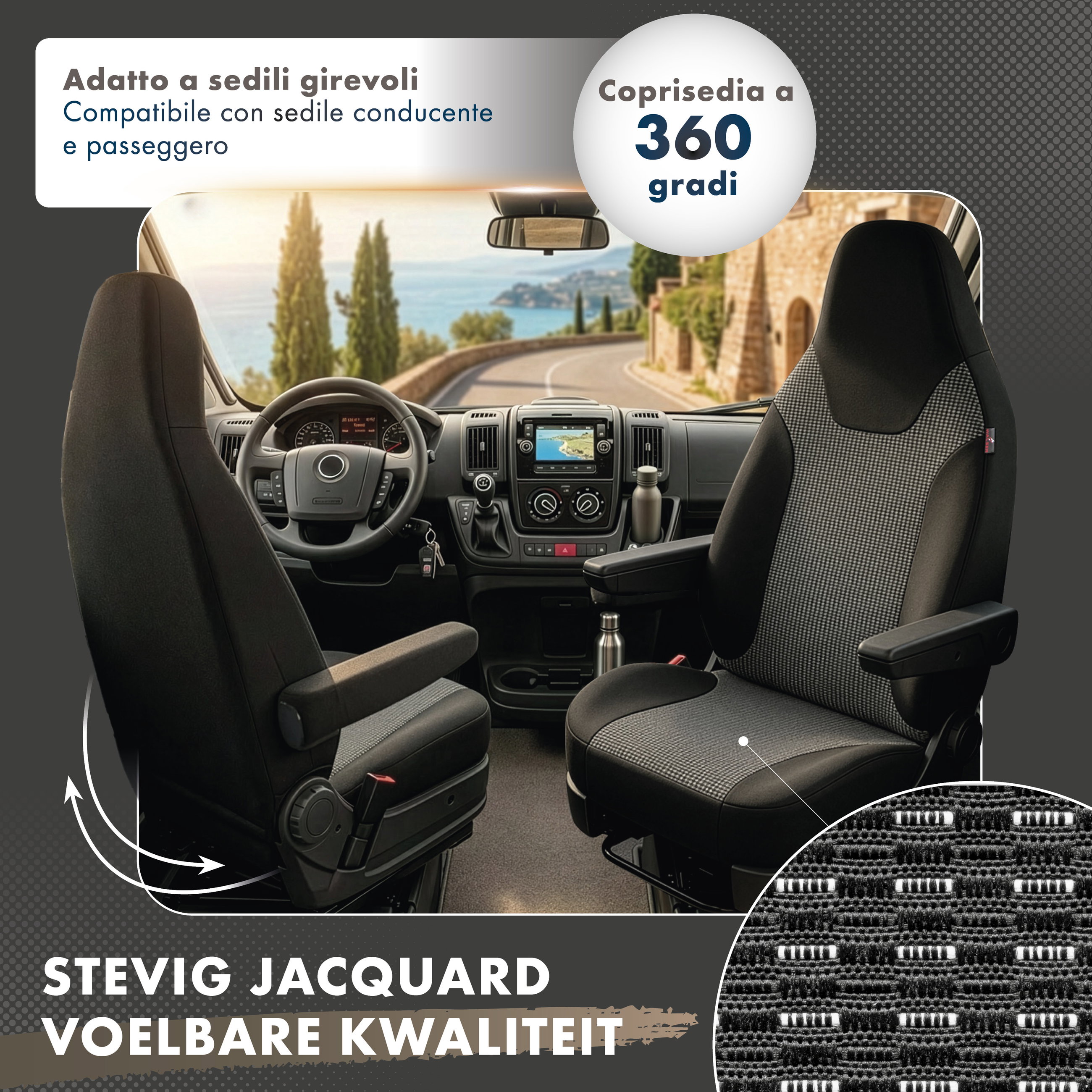 autosedačka, kabina, interiér auta, sedadlo řidiče, textile materiál,  Fahrersitz, Beifahrersitz, Kopfstütze, Armaturenbrett, Stoffbezug