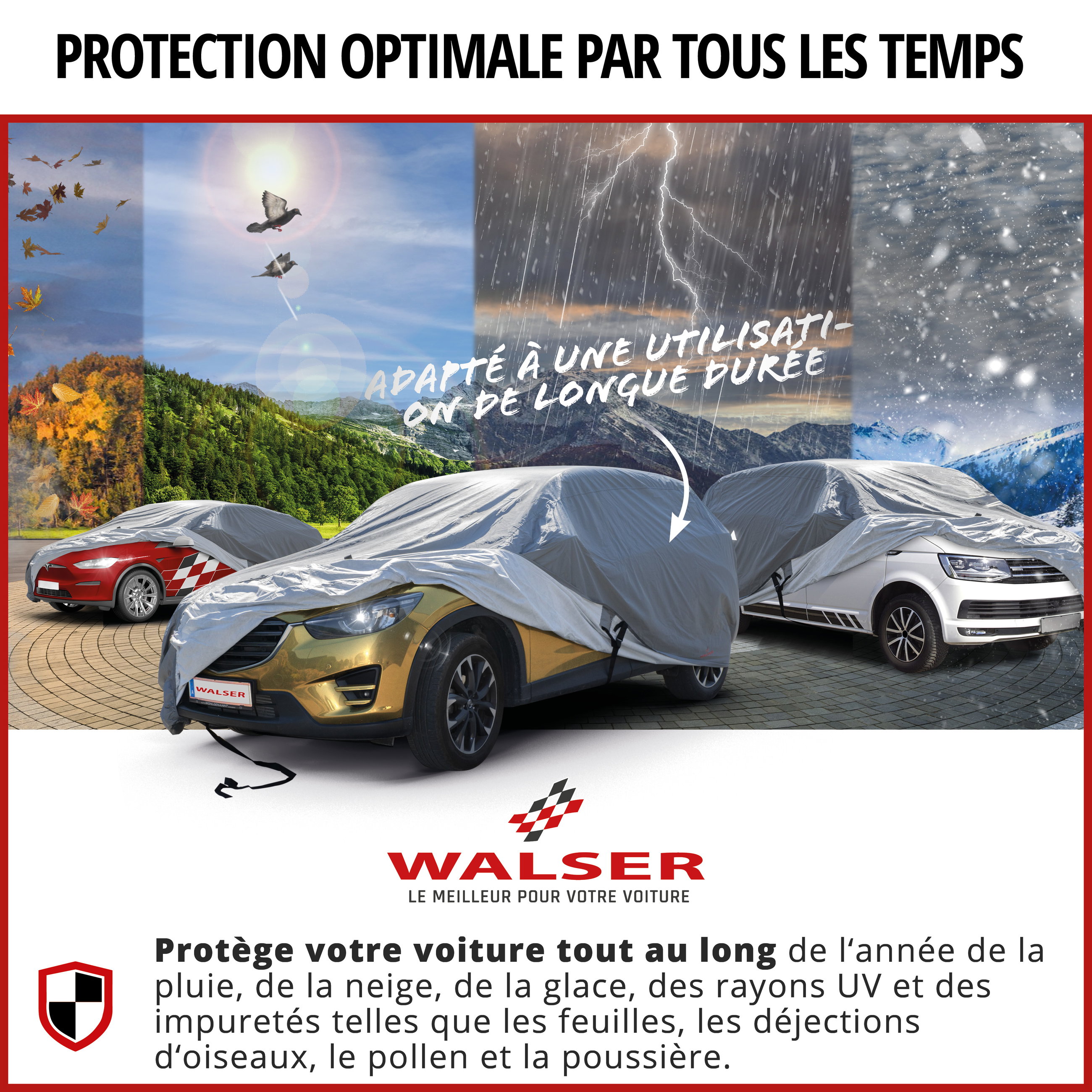 Premium housse de voiture All Weather Plus, bâche de voiture garage complet taille 1 voiture gris