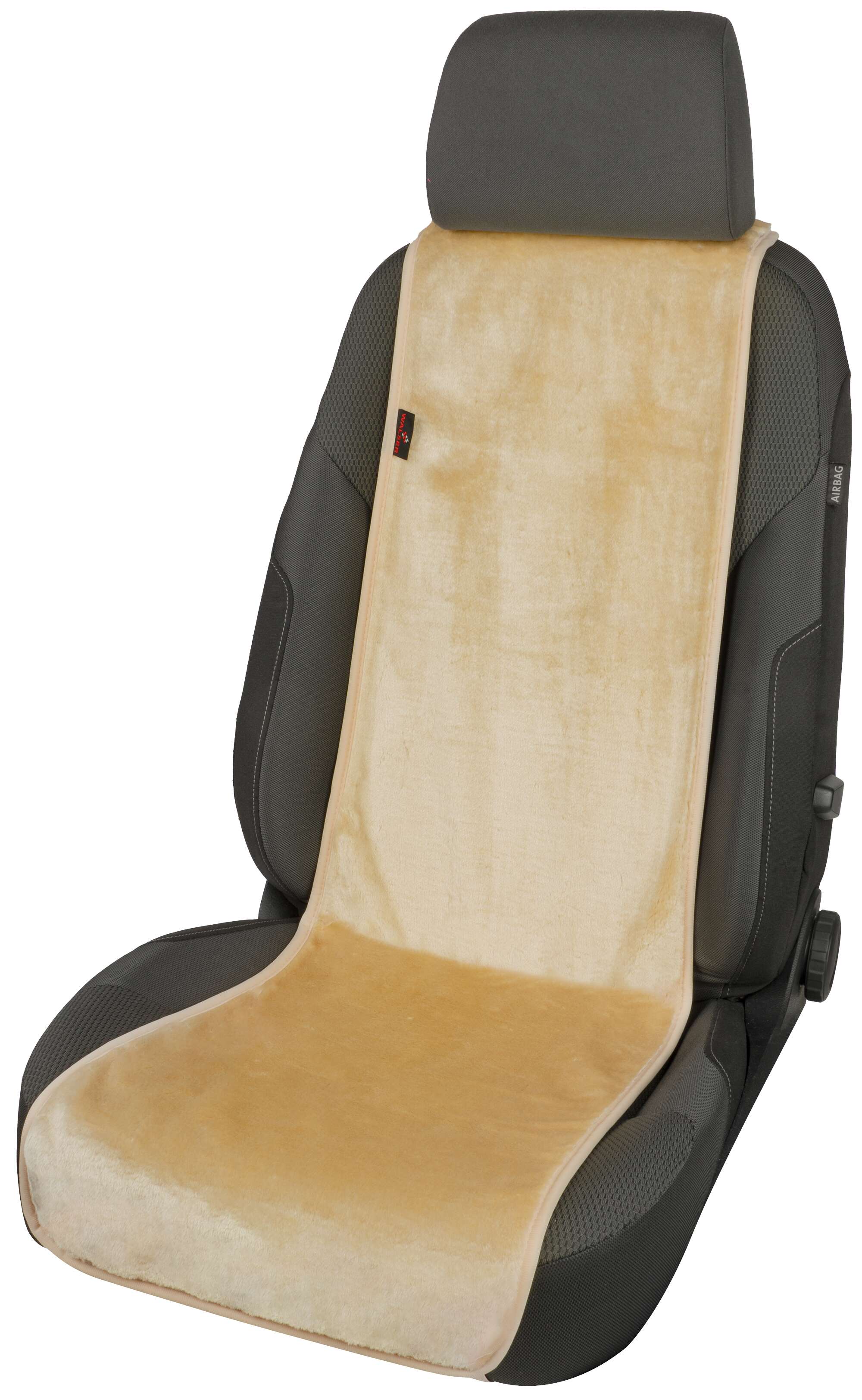 Auto Sitzauflage Teddy, Kunstfell PKW Sitzschoner für Einzelsitz, Kunstfellbezug beige, 1 Stück
