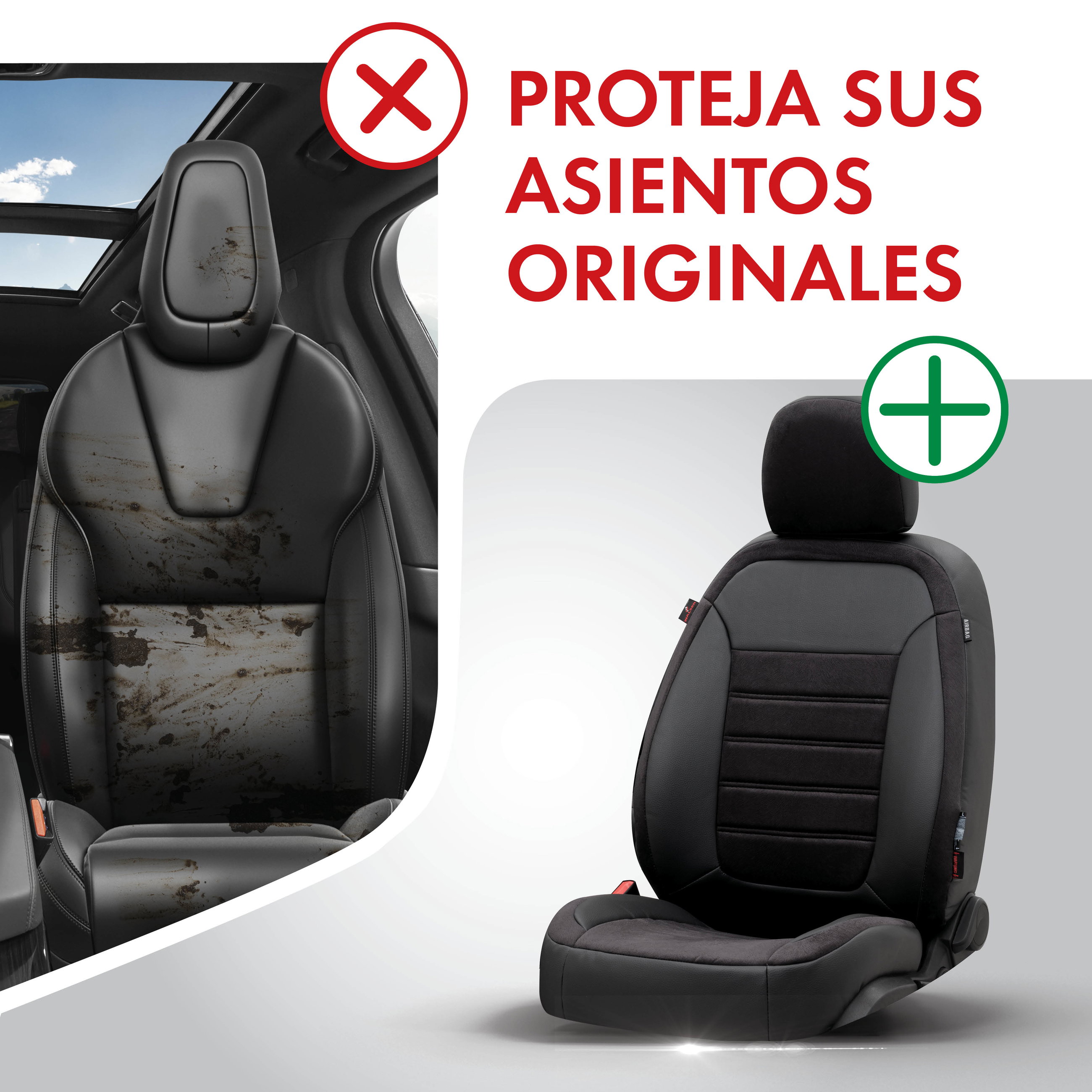 Funda de asiento a medida Bari para Ford Kuga II (DM2) 05/2012-Hoy, 2 asiento individualfundas para asientos estándar