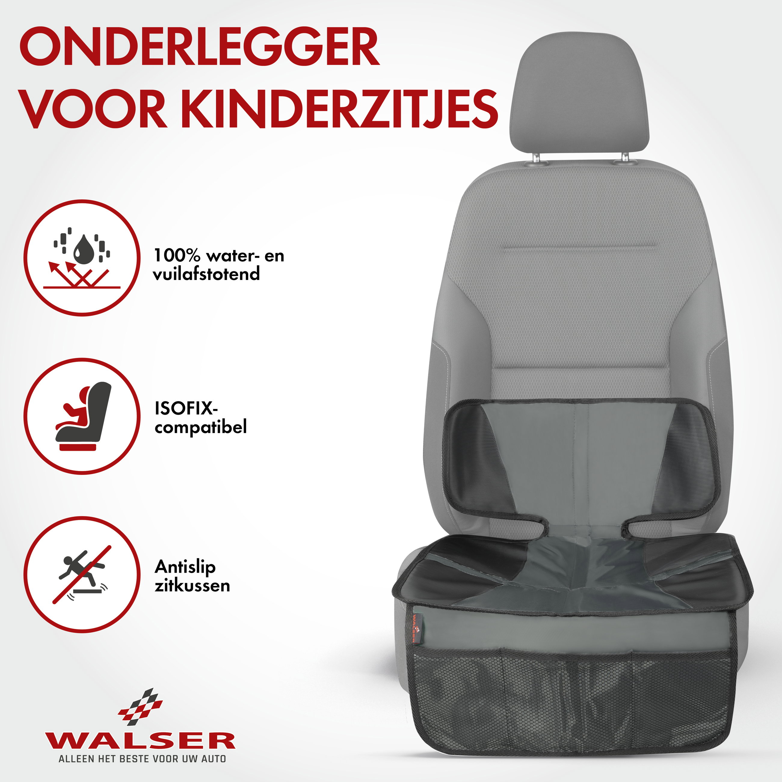 Kinderzitje onderlegger Tidy Fred, beschermende onderlegger kinderzitje grijs/zwart