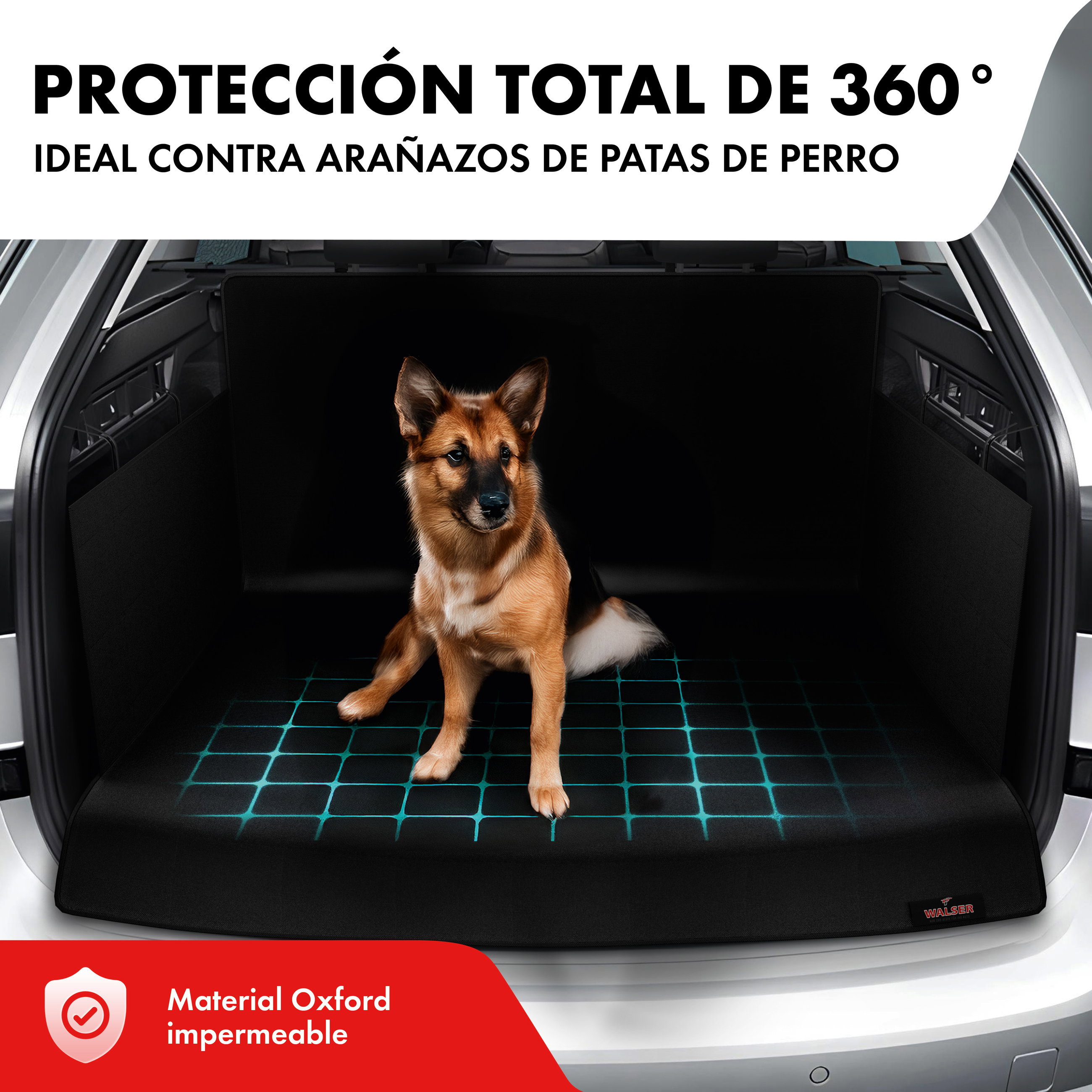 Manta para maletero Cäsar, manta para perros de coche, alfombrilla de maletero con protección lateral negro