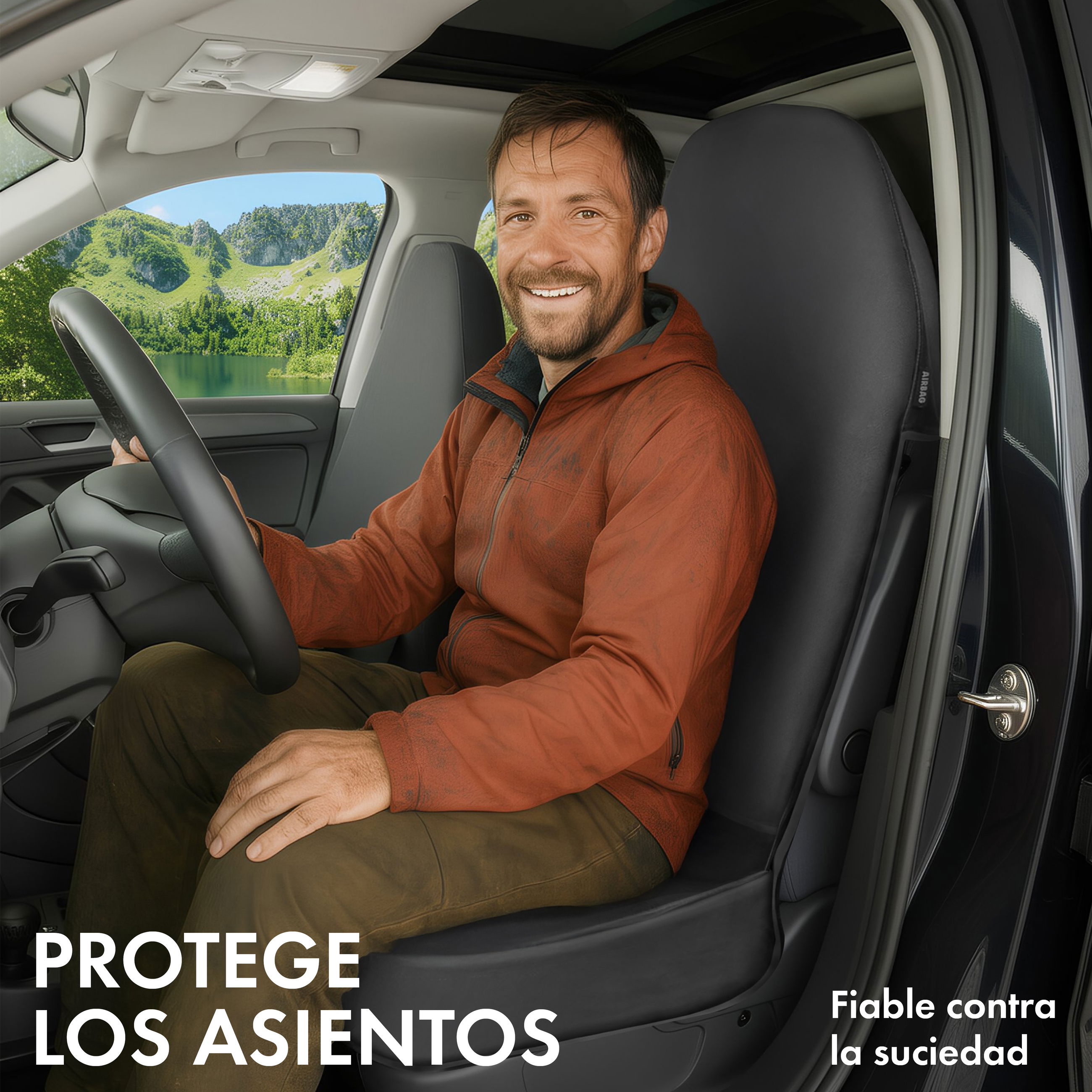 Coche funda protectora cuero sintético, funda protectora asiento de coche delantero, protector de asiento coche negro/rojo, 1 pieza