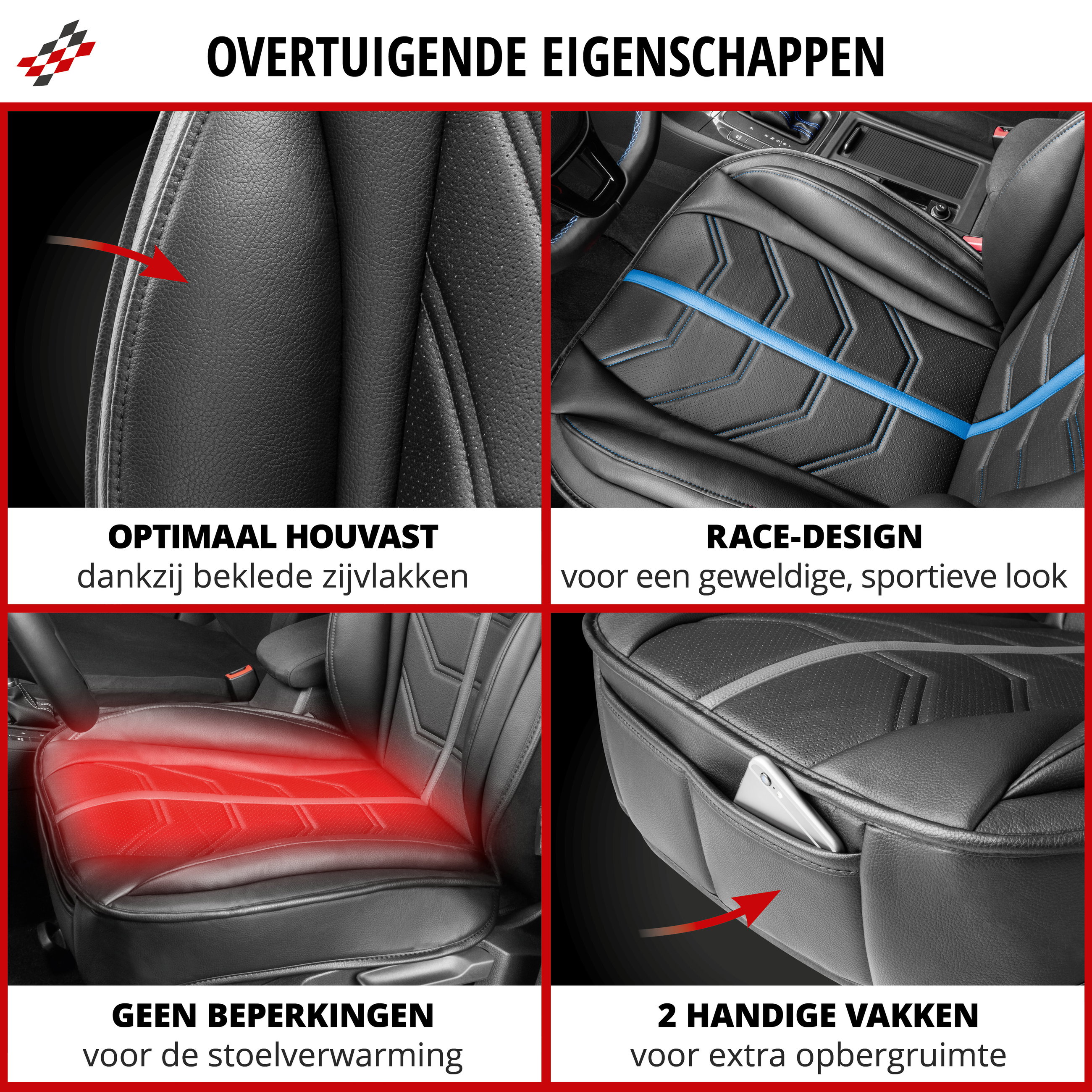 Stoelkussen Kimi racesportlook, universeel Stoelkussen in zwart - geel, 1 stuk