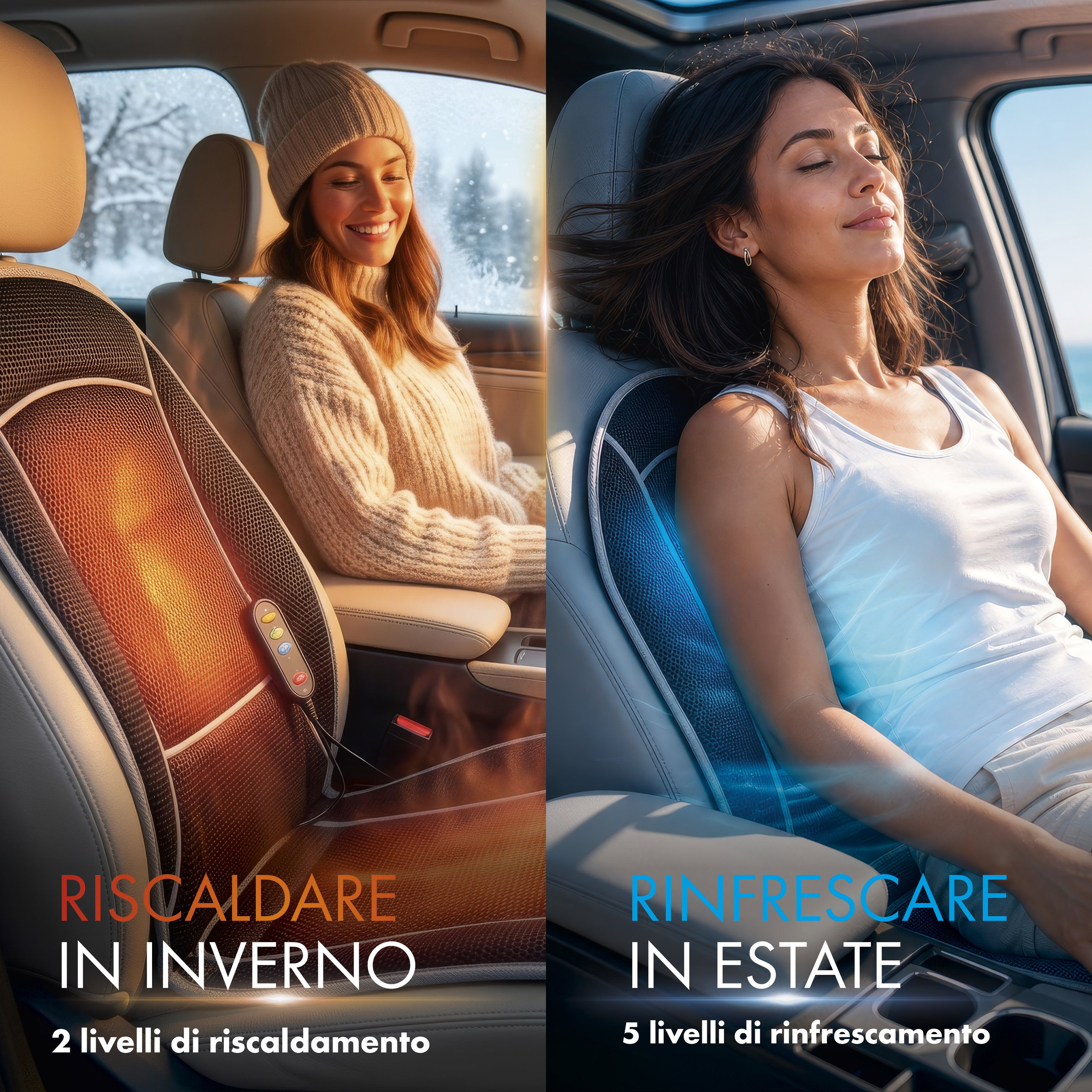 Sedile riscaldamento, Coprisedili auto Cool Heat con massaggio nero, 1 pezzo
