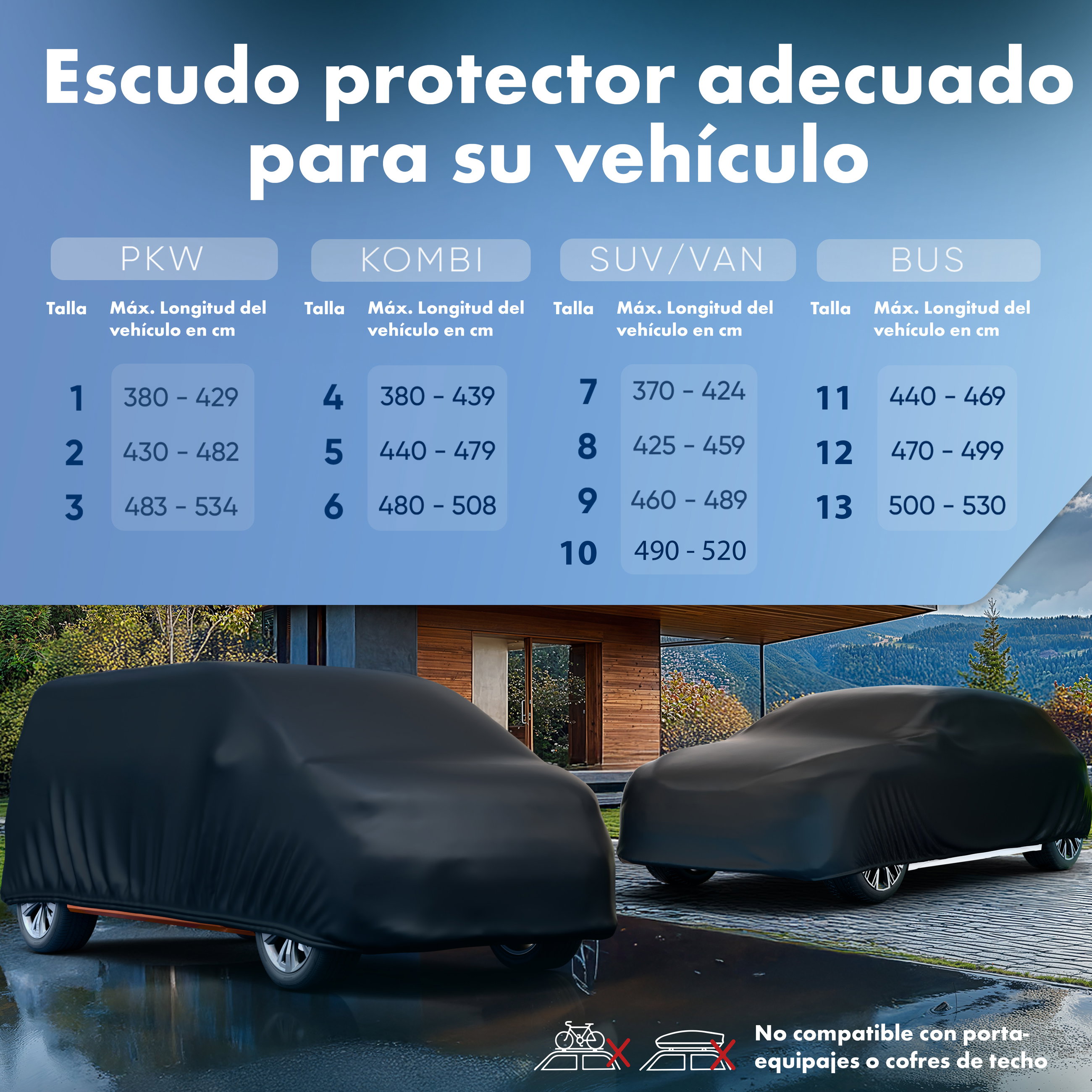 Cubierta protectora de coche All Weather, funda para furgoneta negro, funda de coche talla 11 autobús