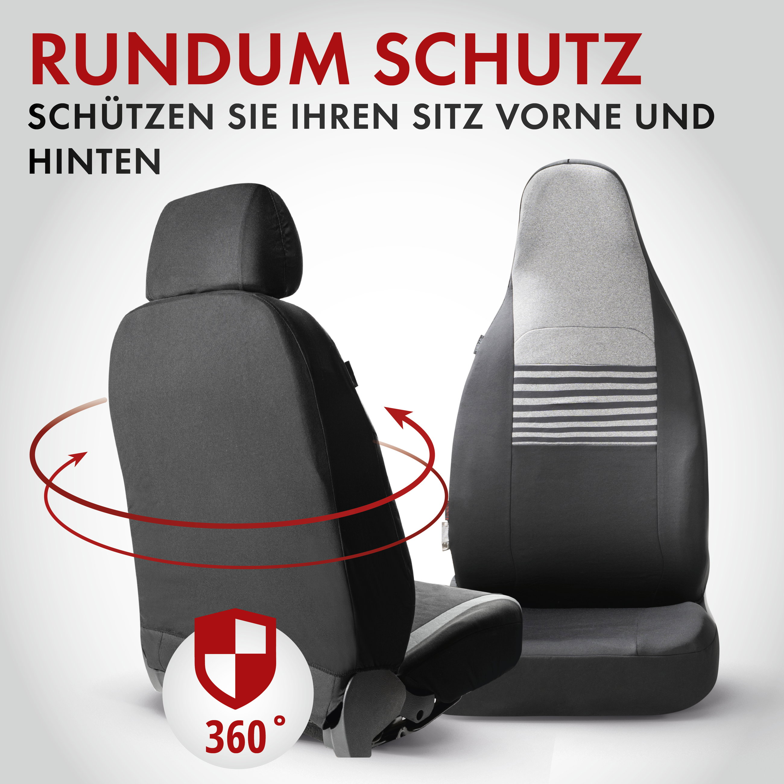 Autositzbezug ZIPP-IT Premium Gordon, PKW-Schonbezüge für 2 Vordersitze mit Reißverschluss-System schwarz/grau