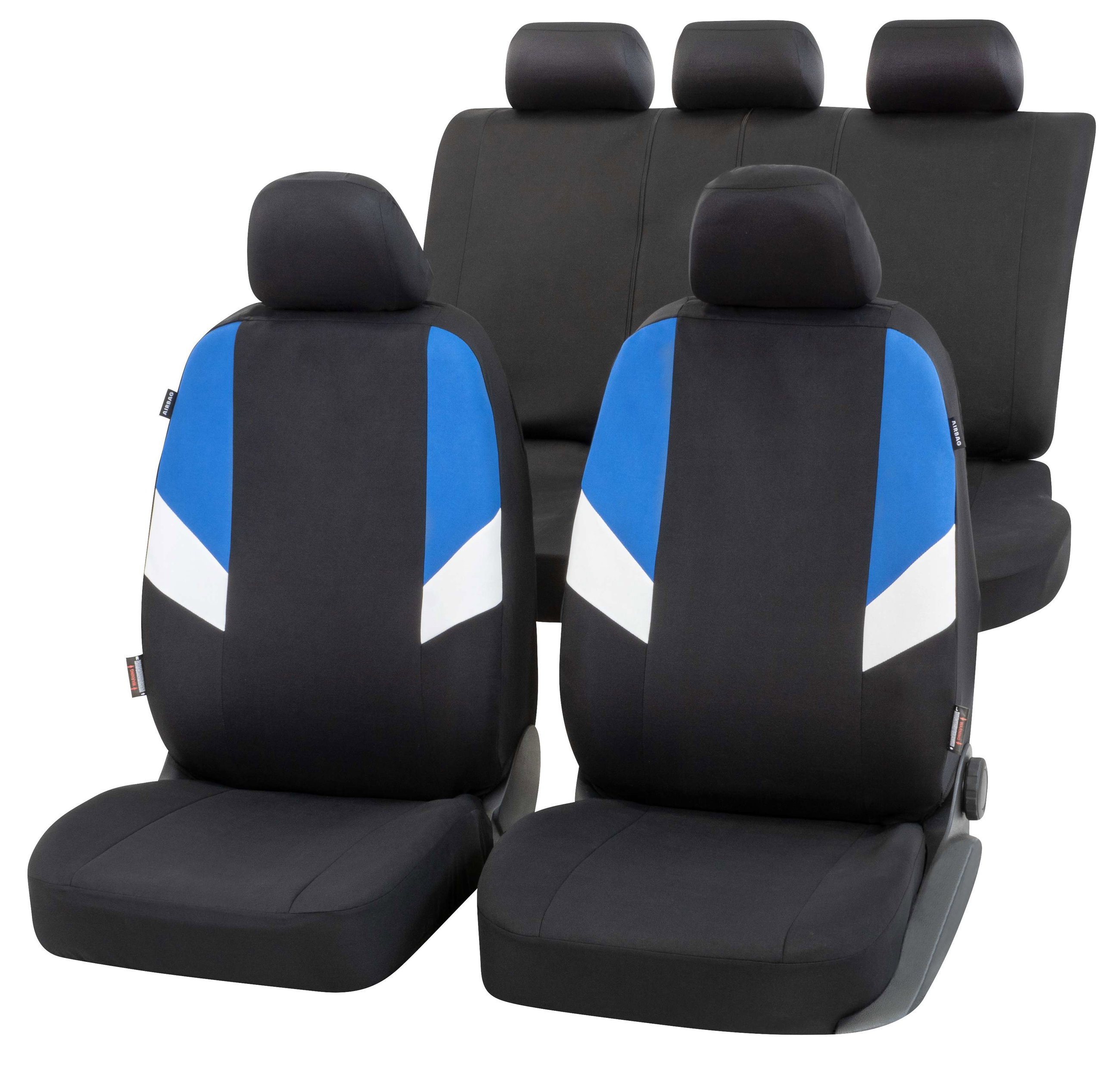 Housses de sièges Cala noir-bleu set complet