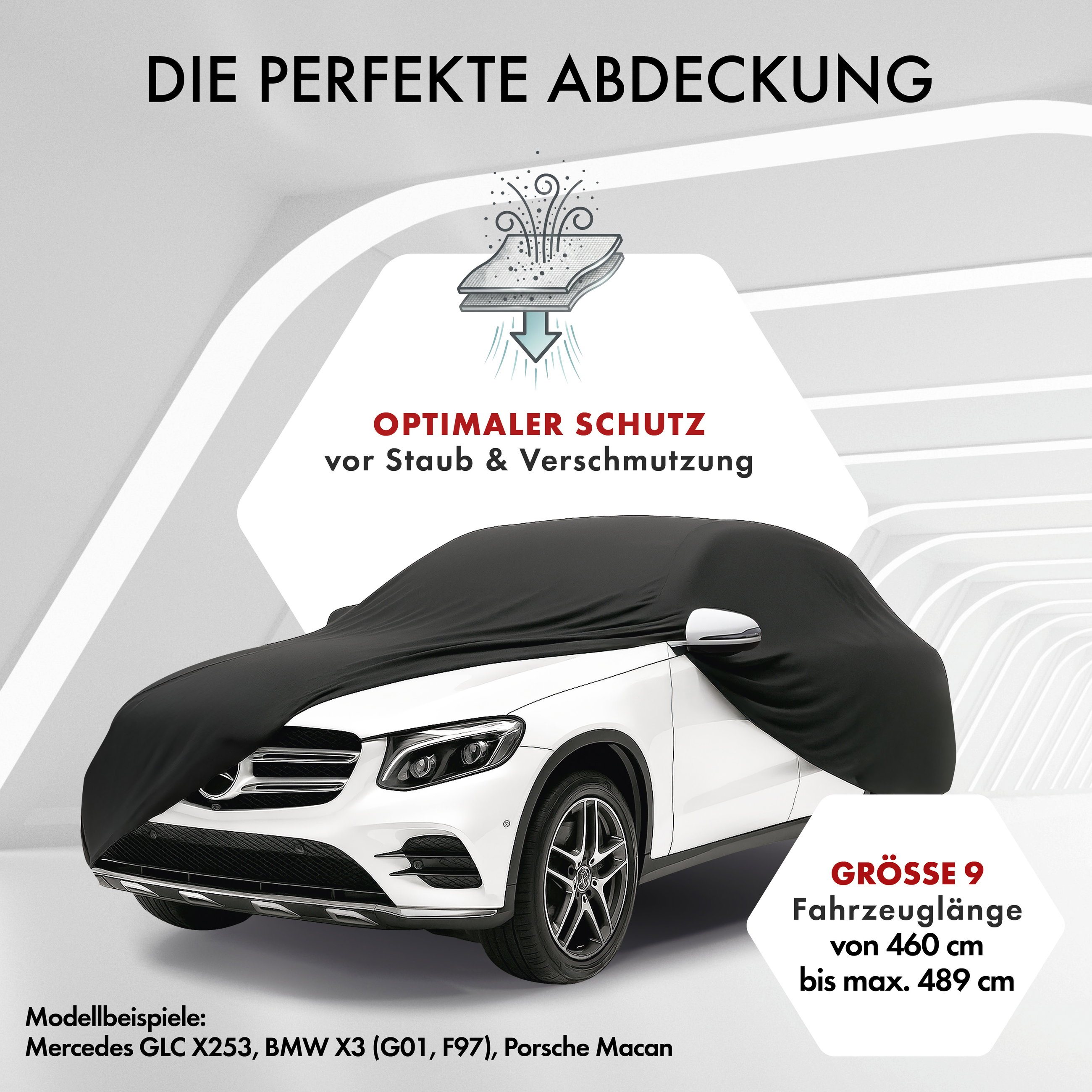 Autoplane Indoor Stretch, PKW-Abdeckplane Größe 9 SUV/VAN schwarz