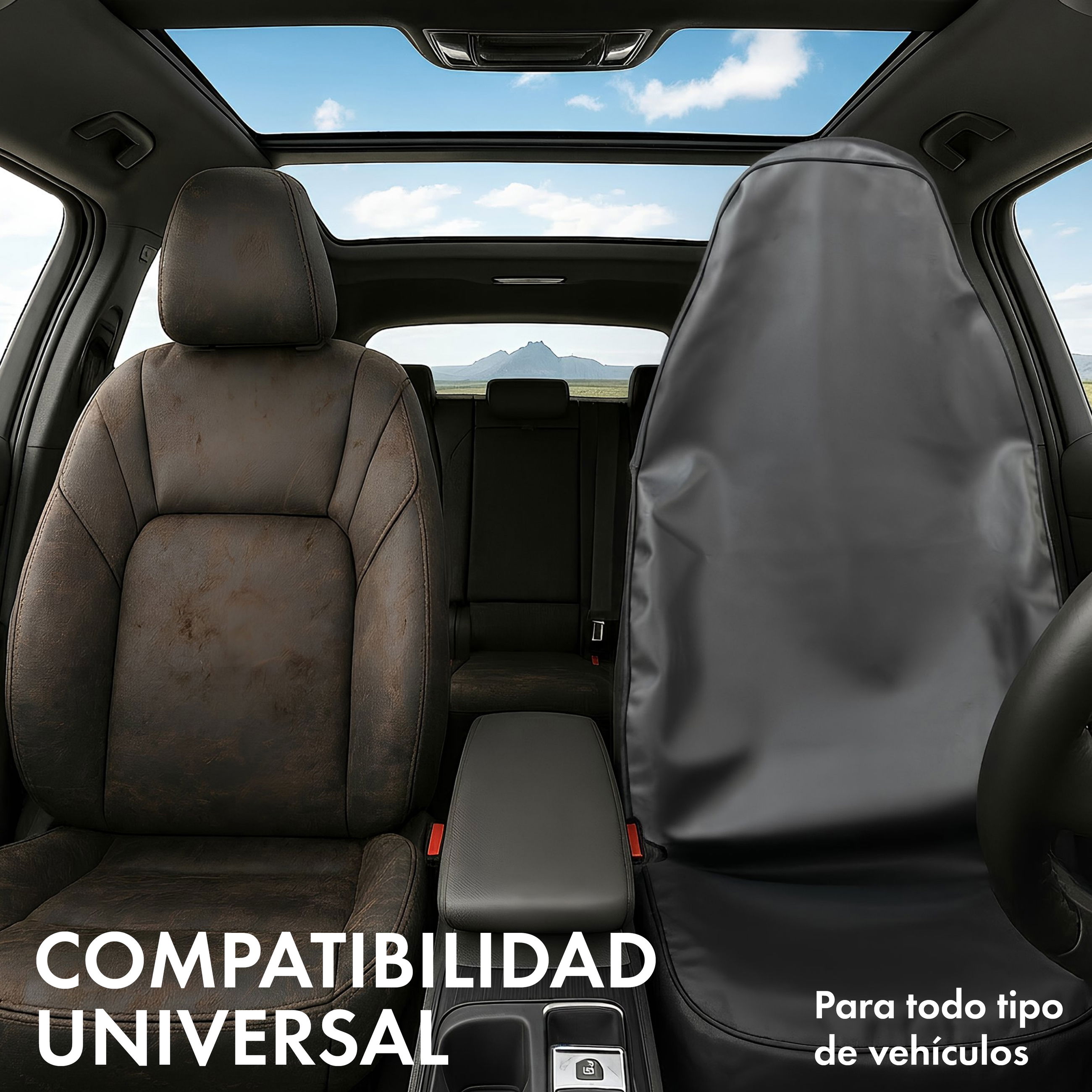 Coche funda protectora cuero sintético, funda protectora asiento de coche delantero, protector de asiento coche negro/rojo, 1 pieza