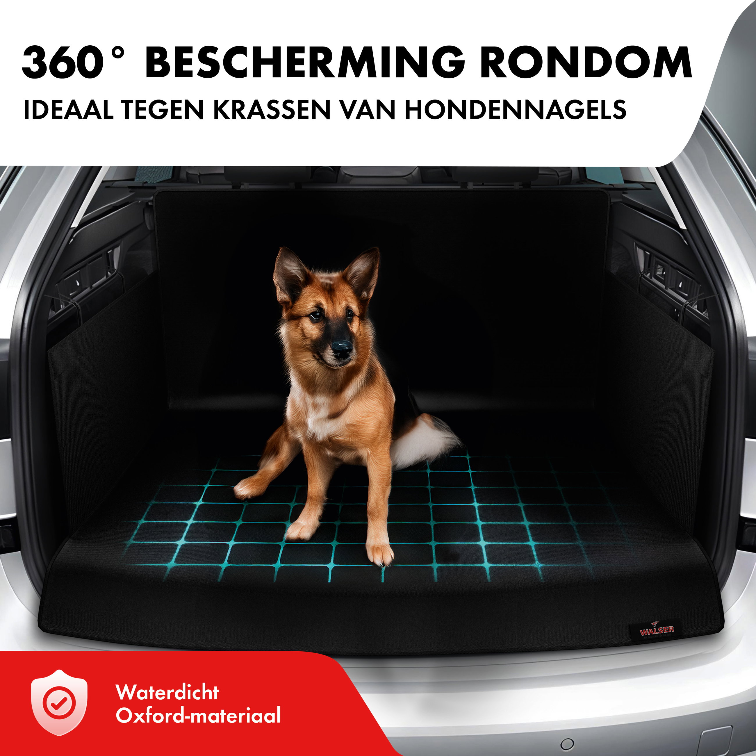 Kofferbakbekleding Caesar, kofferbakmat met zijbescherming, universele kofferbakbescherming, hondenbescherming voor de auto, waterafstotende kofferbakmat