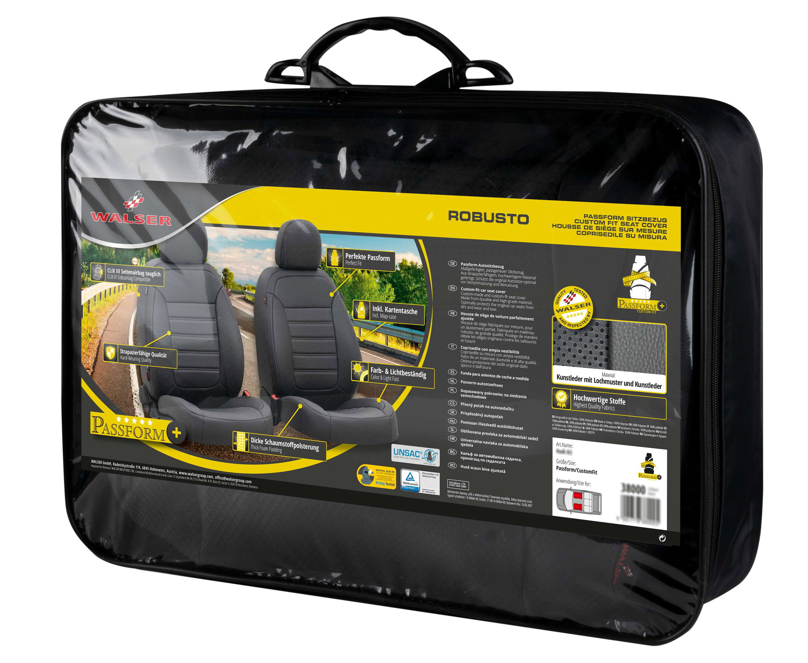 Seat Cover Robusto for VW Caddy III Combi 2KB,2KJ,2CB 03/2004-05/2015, 2 seat covers for normal seats