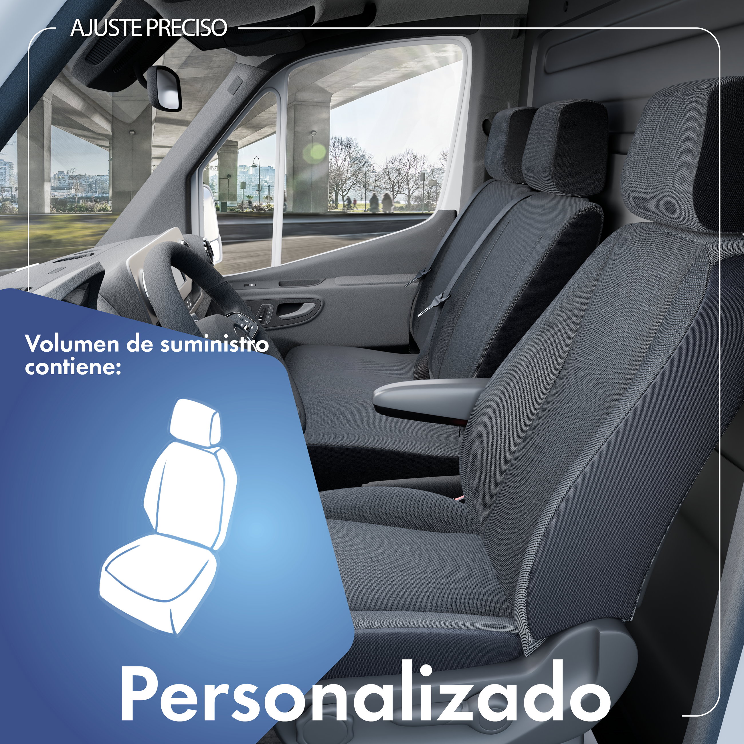 VW T5/Multivan T5 funda de asiento compatible de tela, ajuste perfecto para asiento individual conductor, fundas de asiento robustas para furgoneta/van antracita