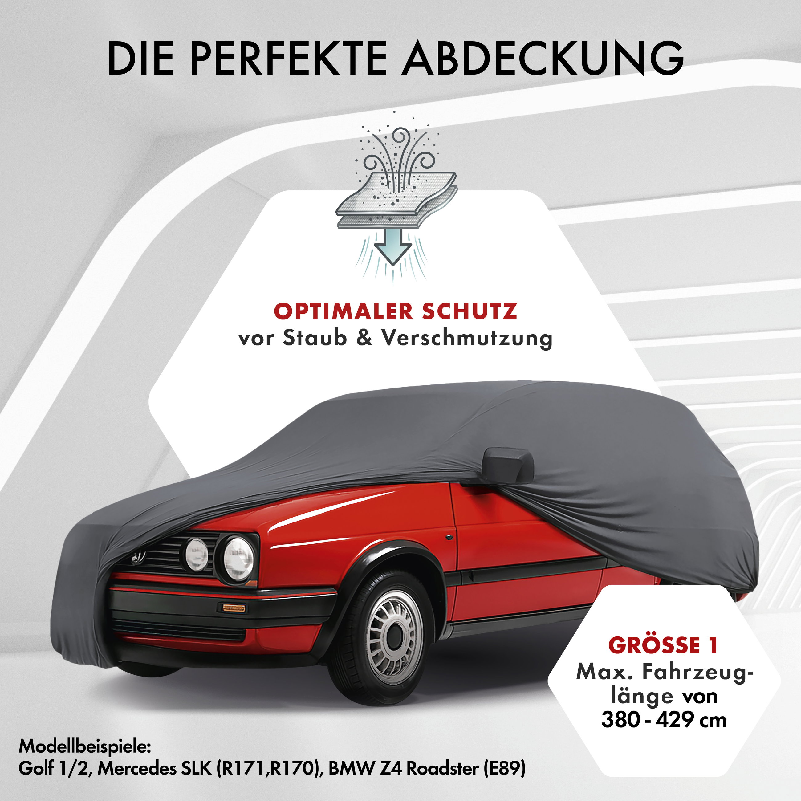 Autoplane Indoor Stretch, PKW-Abdeckplane Größe 1 PKW anthrazit