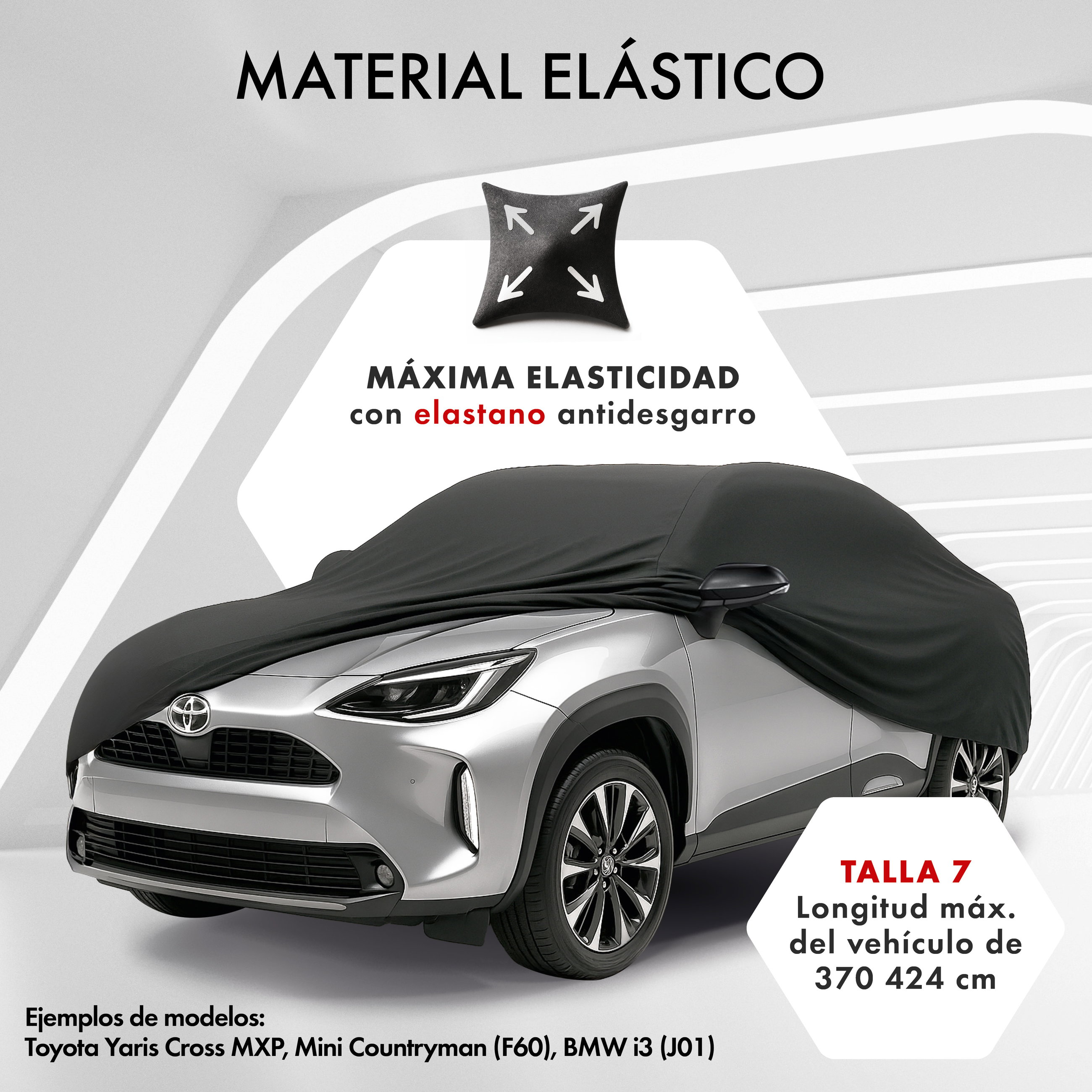 Funda de coche interior Stretch Plus, cubierta protectora de coche talla 7 SUV/furgoneta negro