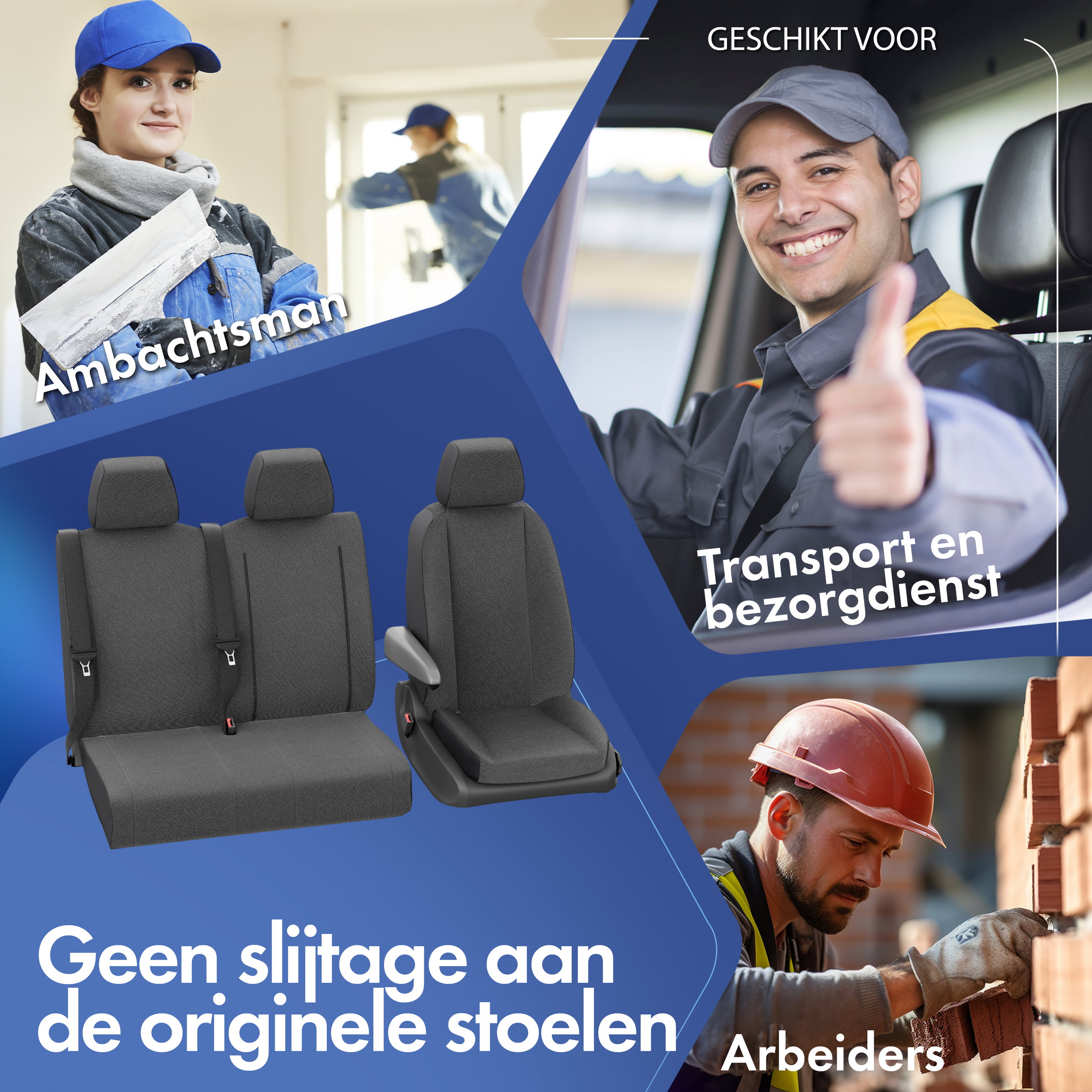 Autostoelhoes Transporter Fit van stof antraciet geschikt voor Mercedes-Benz V-Klasse 447, 1 enkele zitplaats voorpassagier (armleuninguitsparing links)