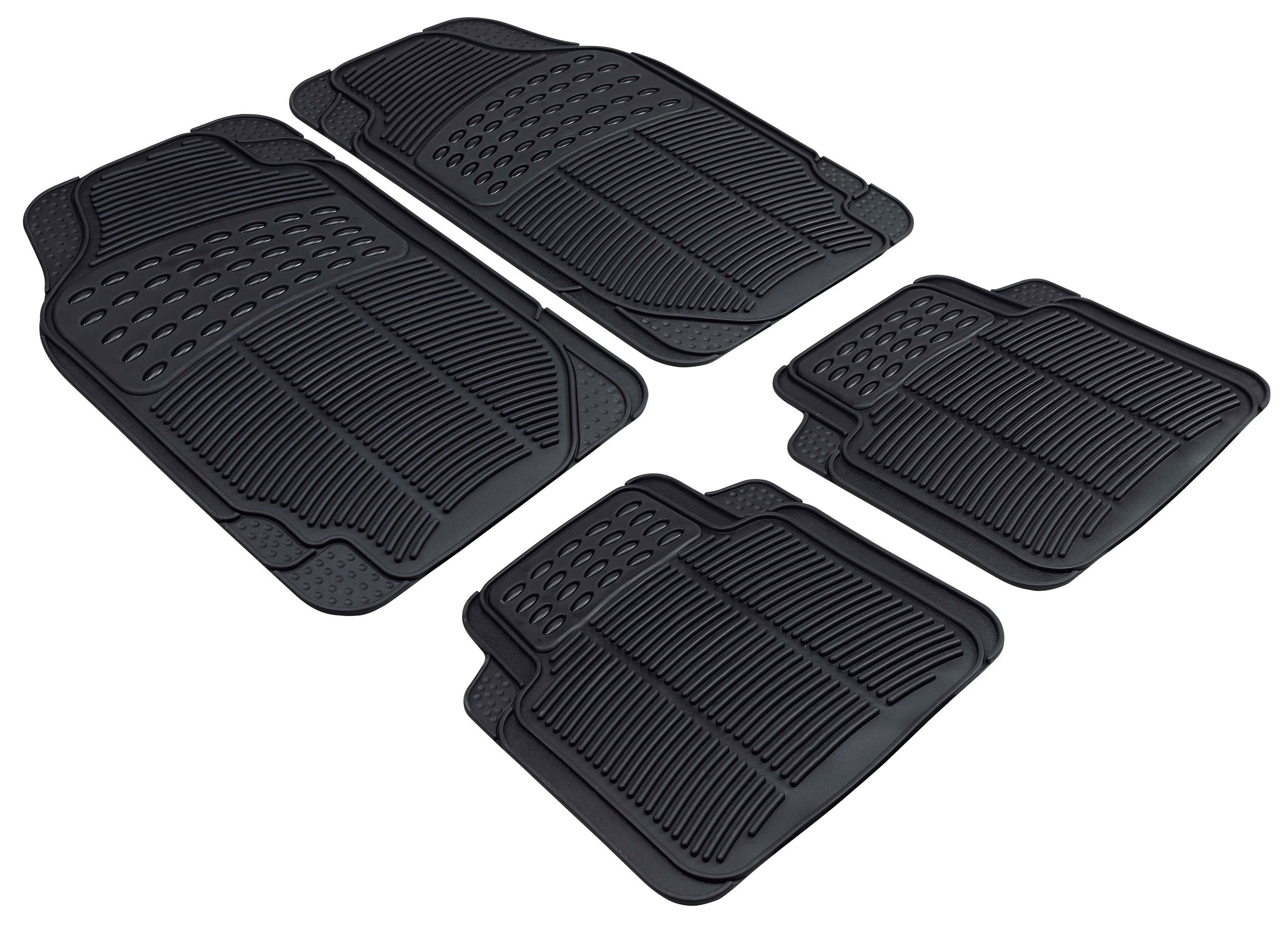 Rubberen auto mat Spartakus, 4-delige voetruimte mat set, eenvoudig op maat te snijden, anti-slip automatten in universele maat zwart
