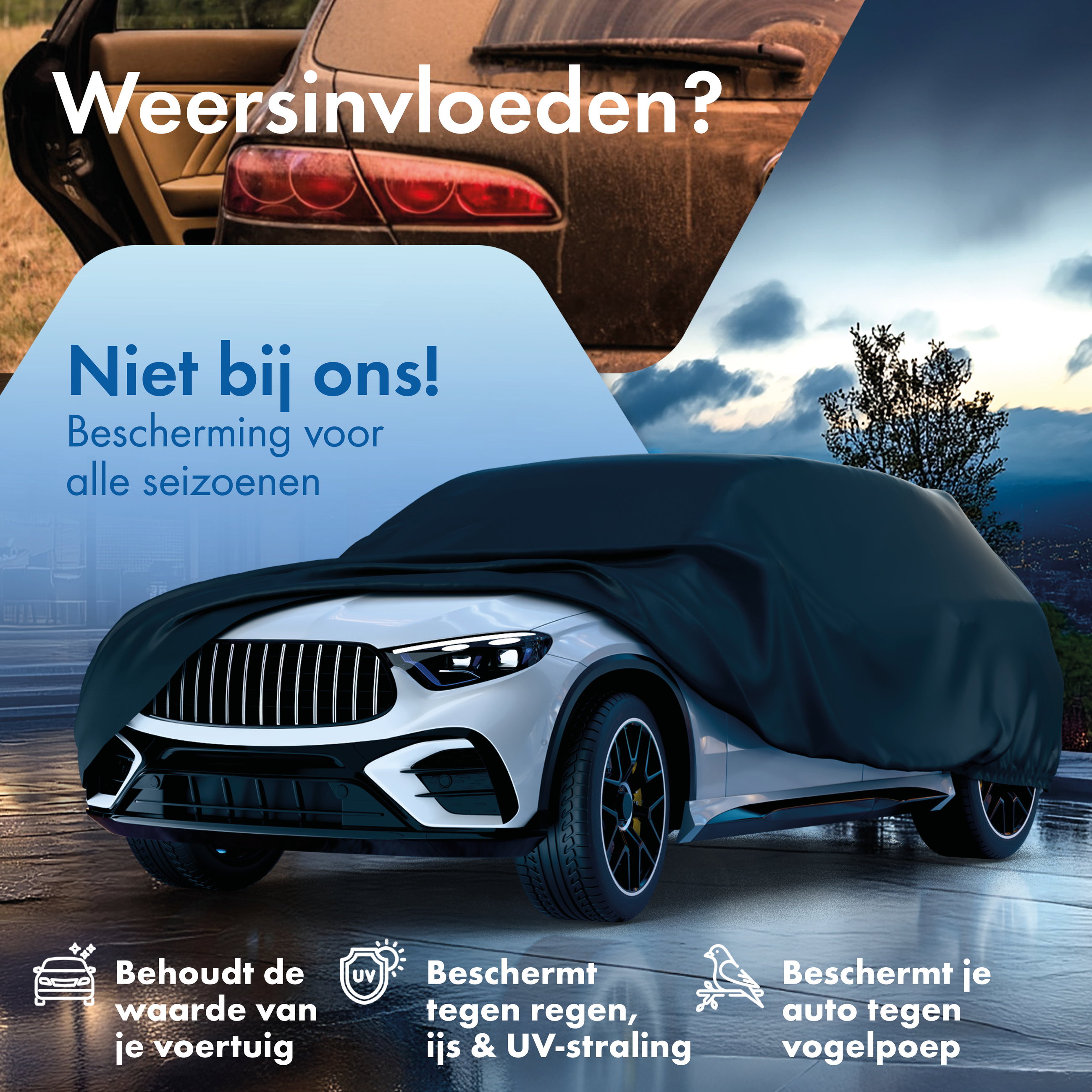 Dekzeil voor auto All Weather, autozeil volledige garage Maat 7 SUV/VAN zwart