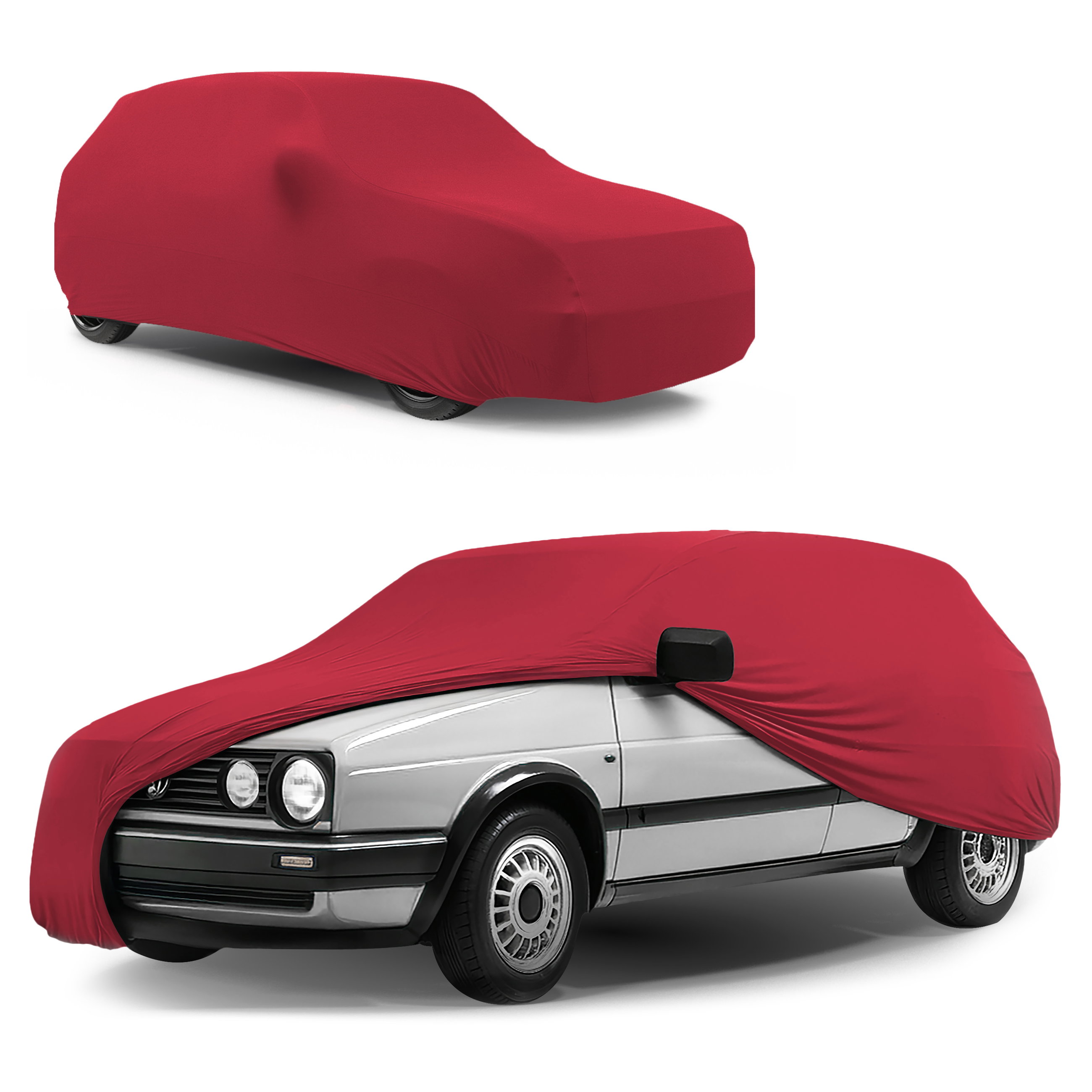 Housse de voiture Indoor Stretch, bâche complet pour l'interieur taille 1 voiture rouge