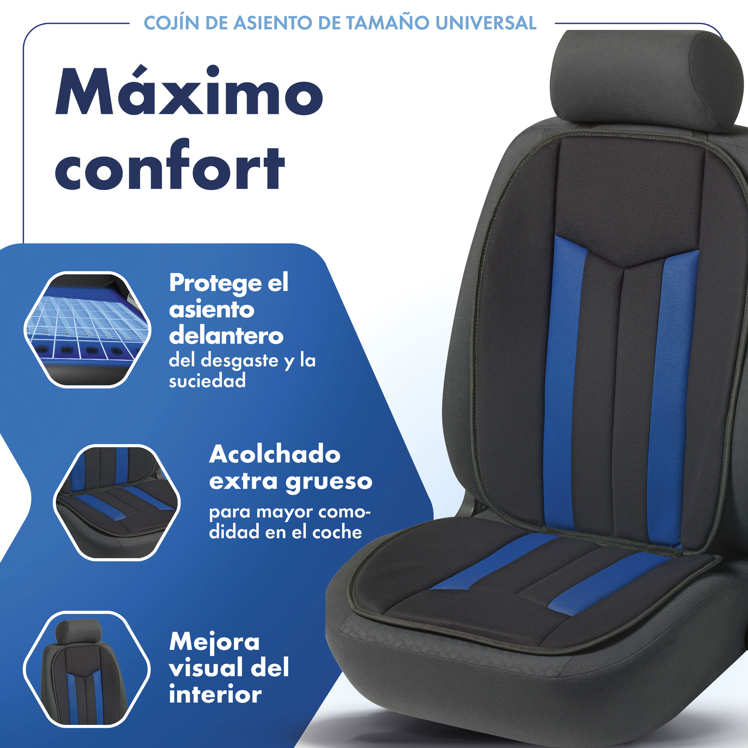 Kissen, Dekoration für Zuhause, Stuhl, Mobiliar, autokissen, sitzkissen, autostuhl, blau-schwarz, langlebig