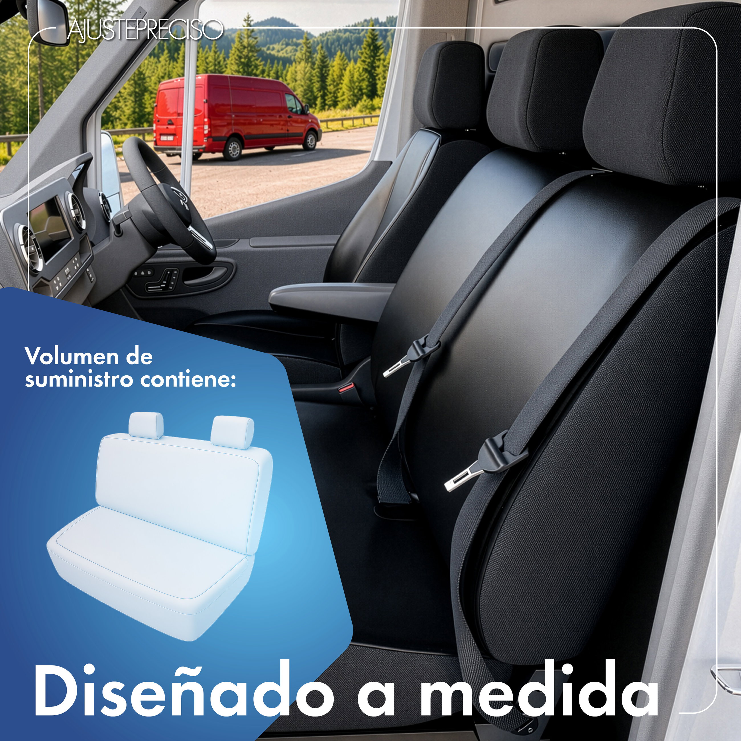 VW T5 funda de asiento compatible de cuero sintético, ajuste perfecto para banco doble trasero, fundas de asiento robustas para furgoneta/van antracita