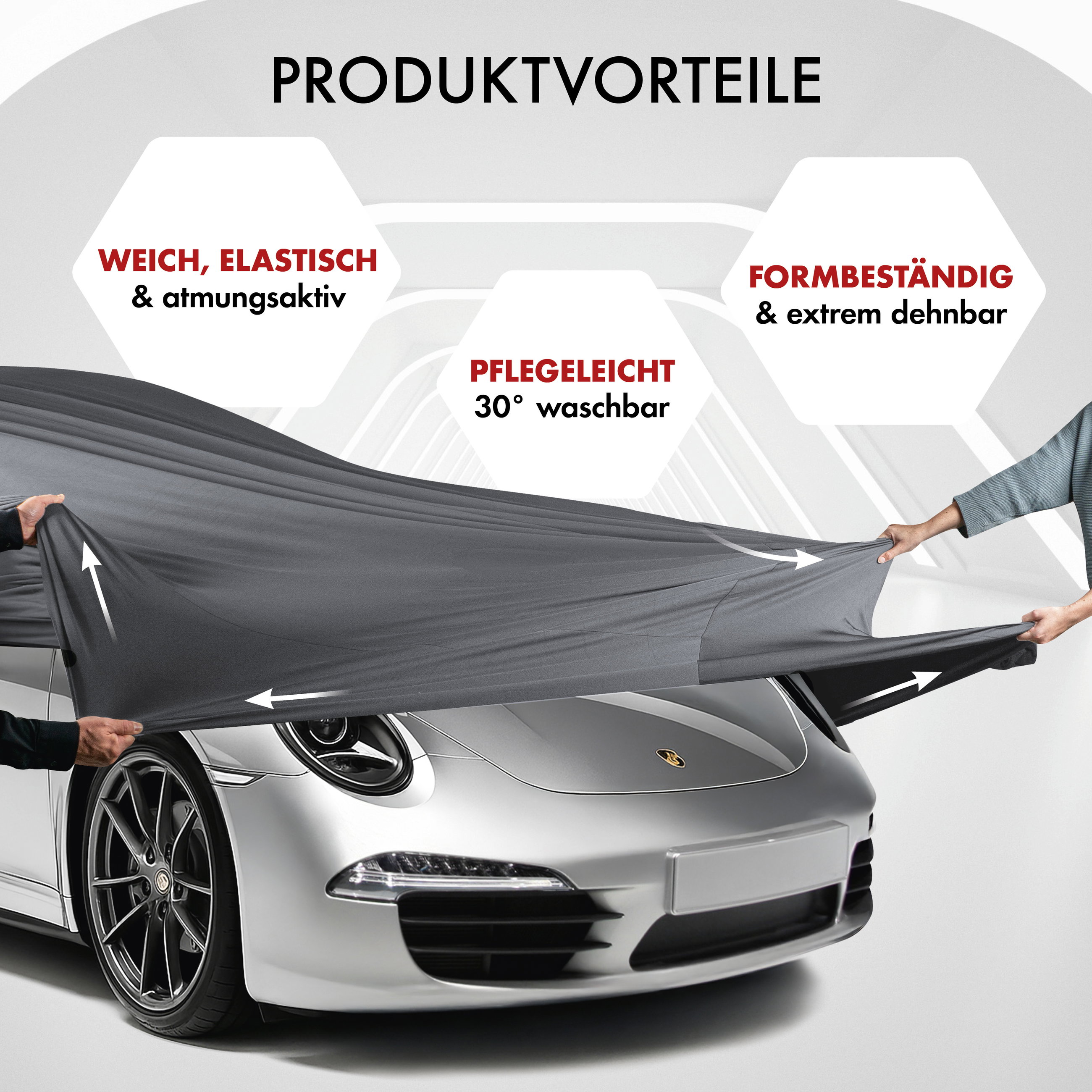 Autoplane Indoor Stretch, PKW-Abdeckplane Größe 2 PKW anthrazit