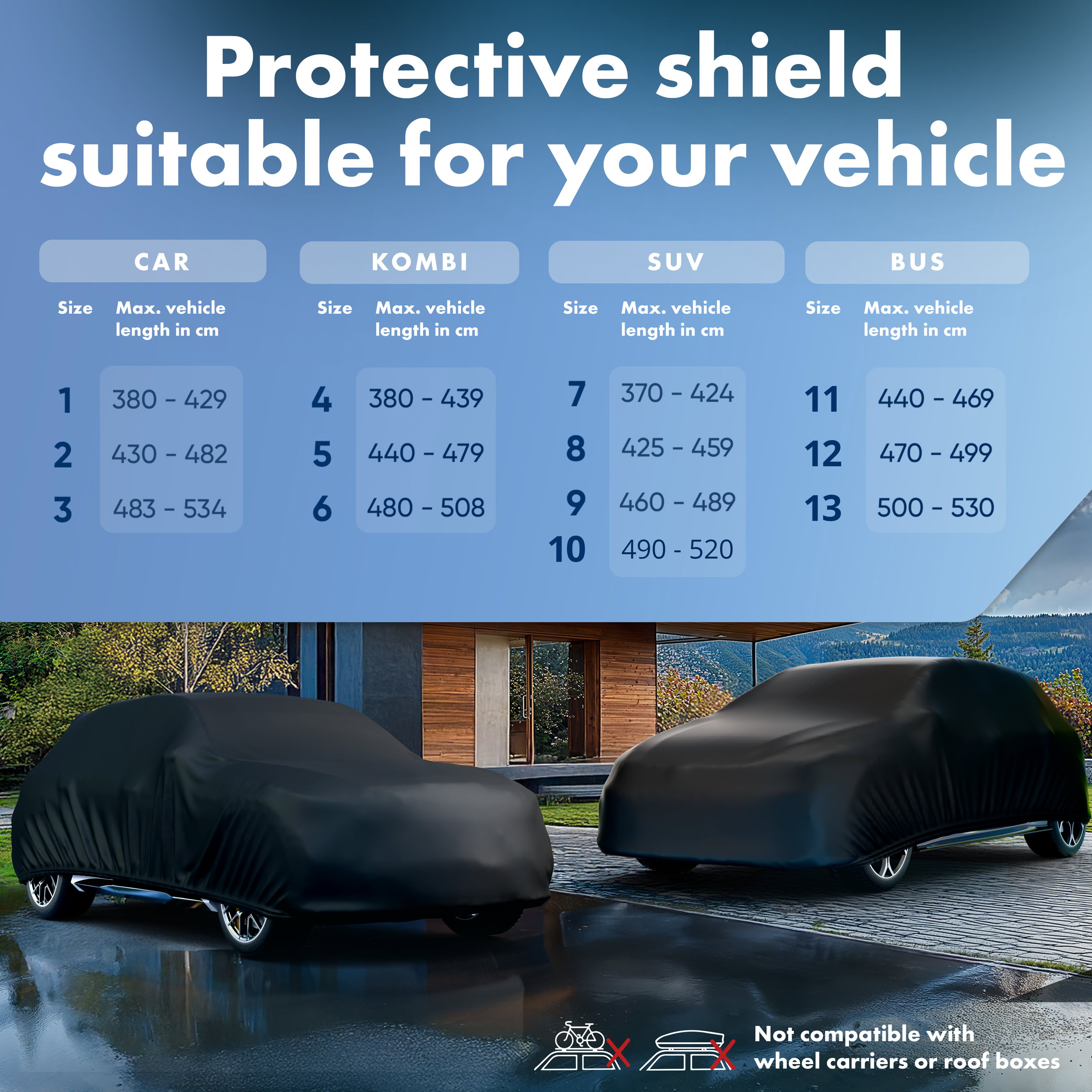 Car cover All Weather, car cover full garage size 1 car black
