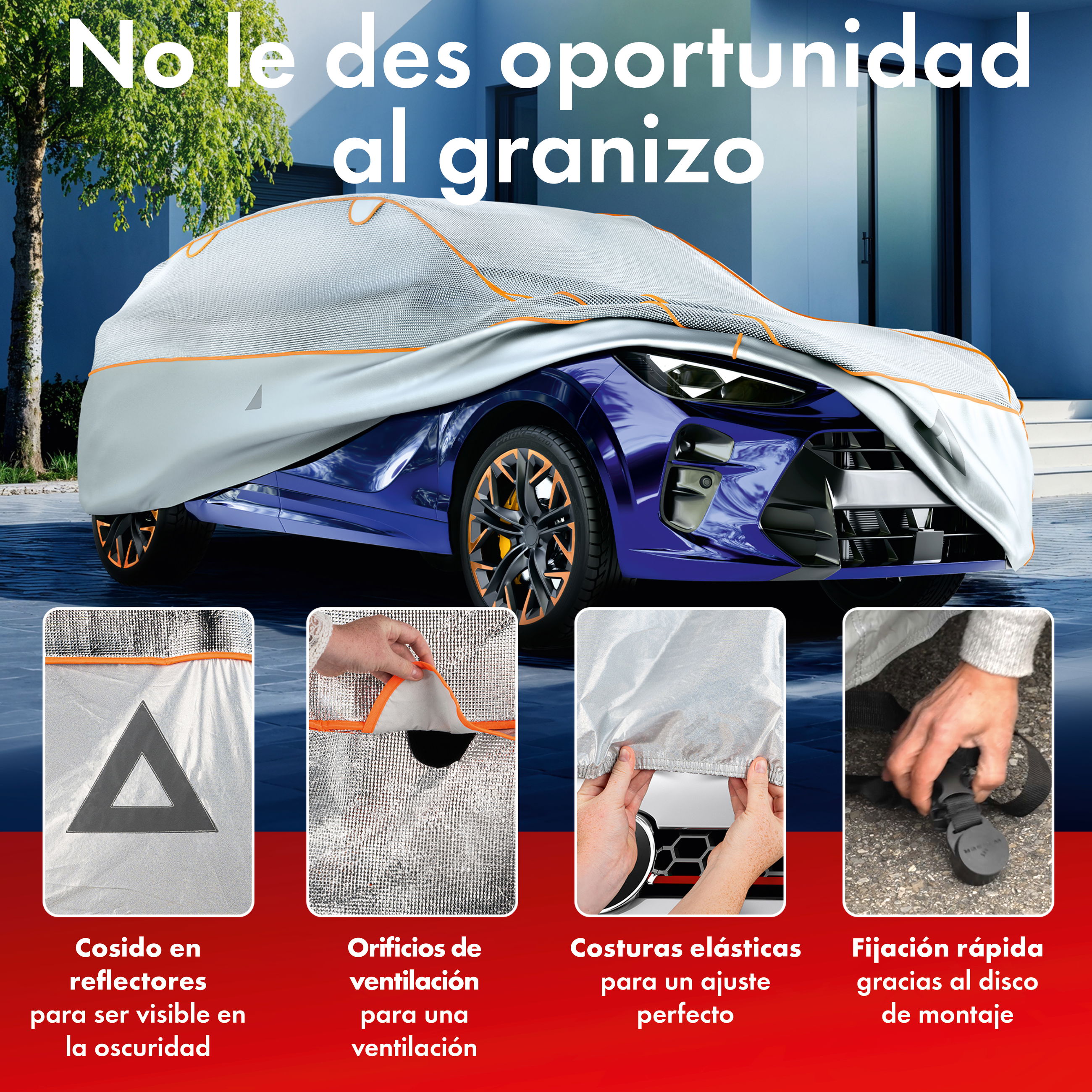 SUV/VAN Funda de proteccion antigranizo Premium EPE Sun Protect, Talla 8, proteccion antigranizo hasta 2,3 cm, plata