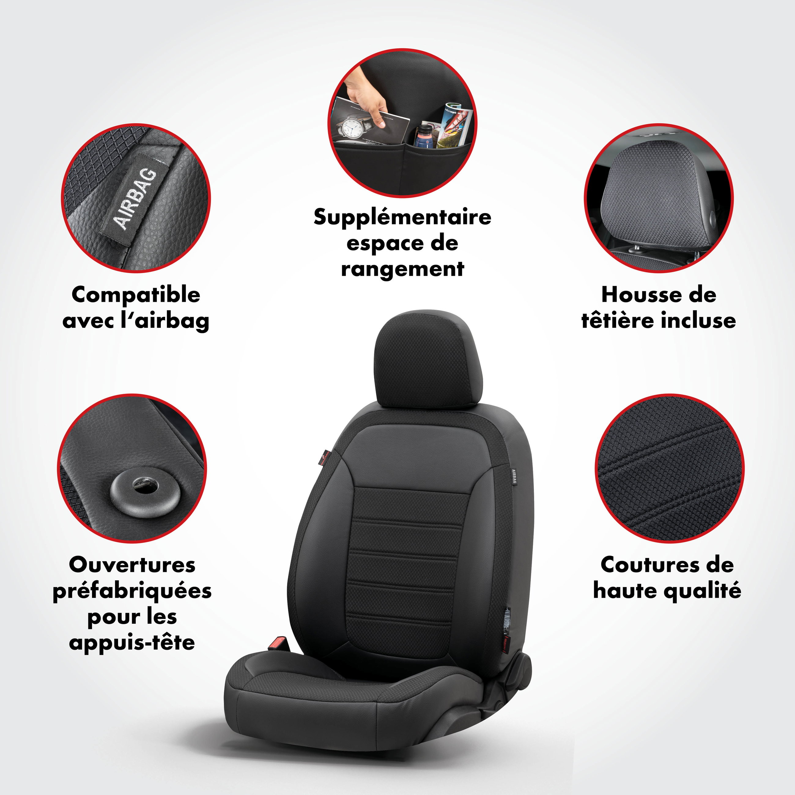Housse de siège Aversa pour BMW X3 (F25) 09/2010-08/2017, 2 housses de siège pour sièges normaux