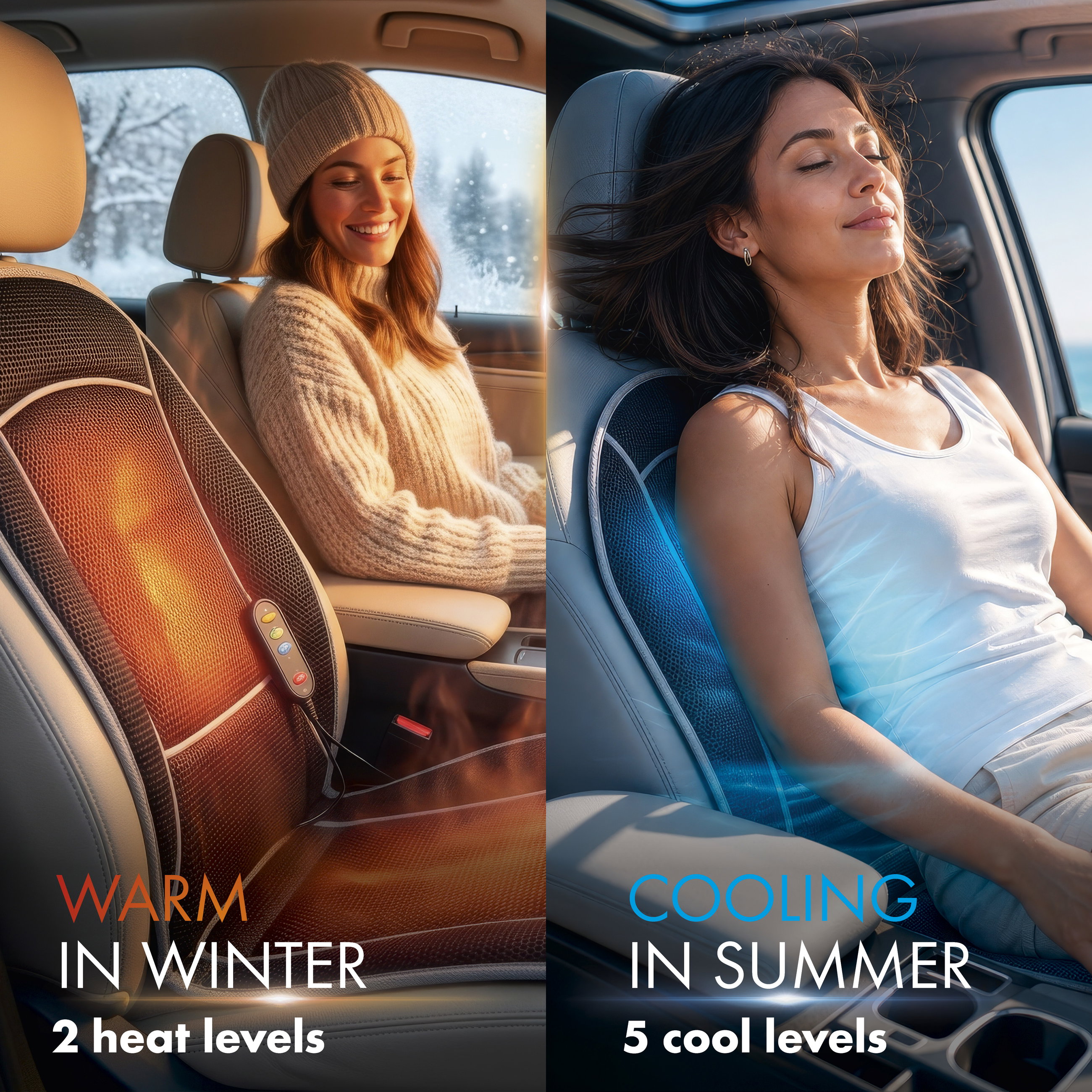 Heating Pad, Seat Heating Car Seat Cool Heat with massage function black, 1 piece