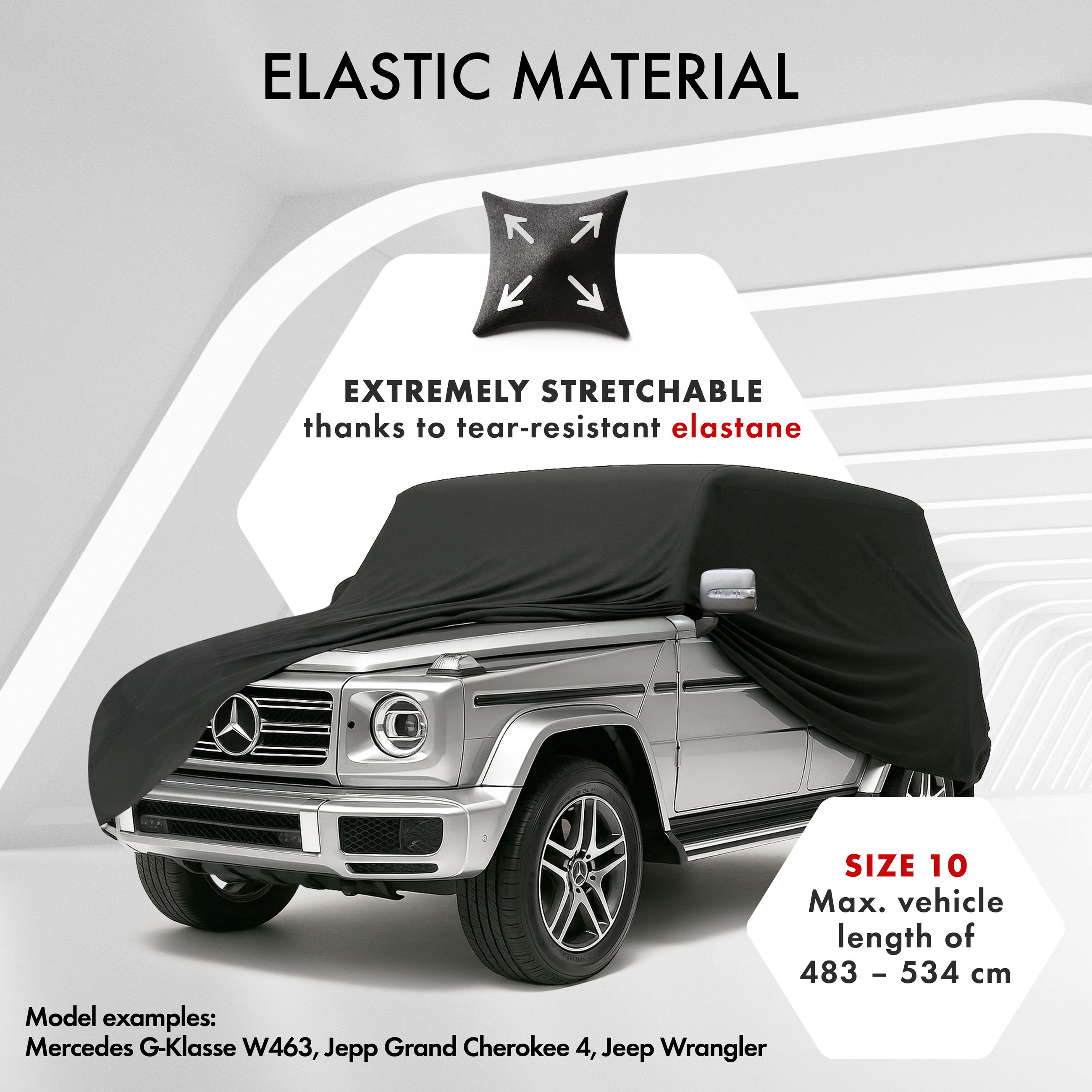 Car cover Indoor Stretch Plus size 10 SUV/VAN black