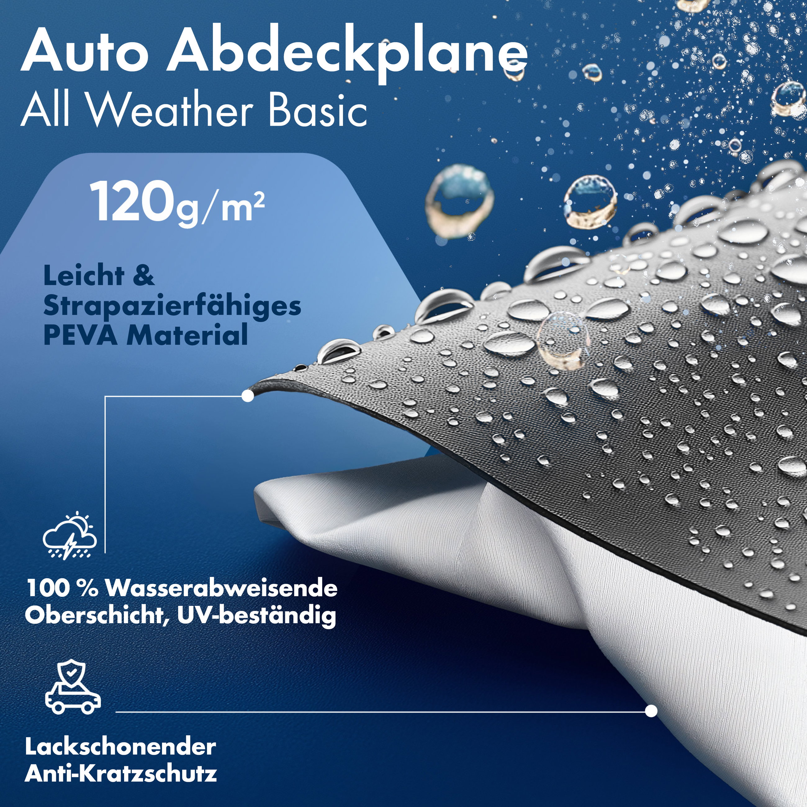 Abdeckplane Auto All Weather, Autoplane Vollgarage Größe 8 SUV/VAN, Autoabdeckung silber