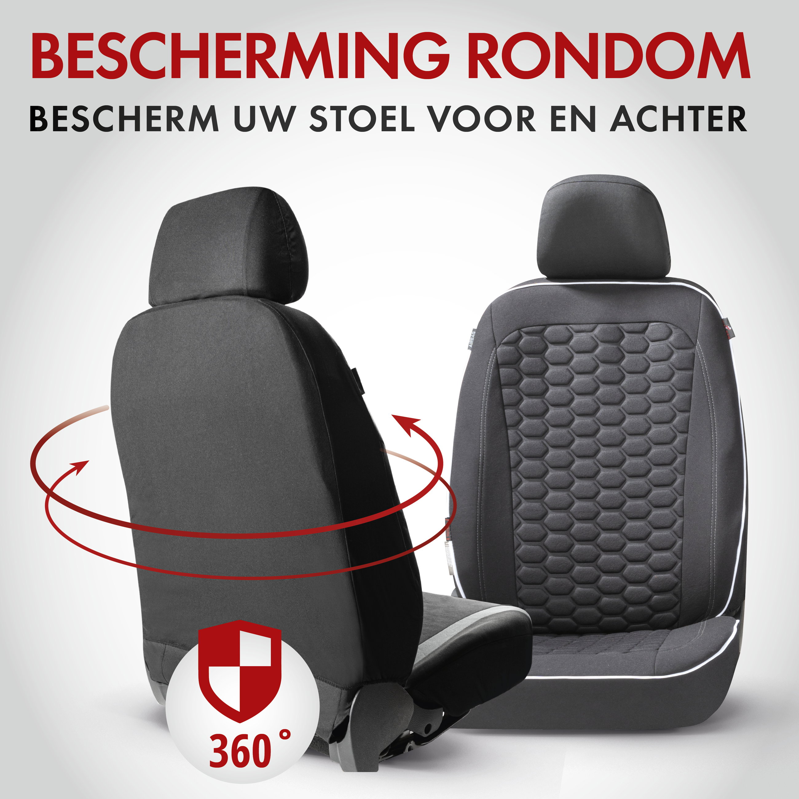 Premium autozetelhoezen Kendal met rits, ZIPP-IT zetelhoezen, 2 voorzetelhoezen zwart/wit 11863