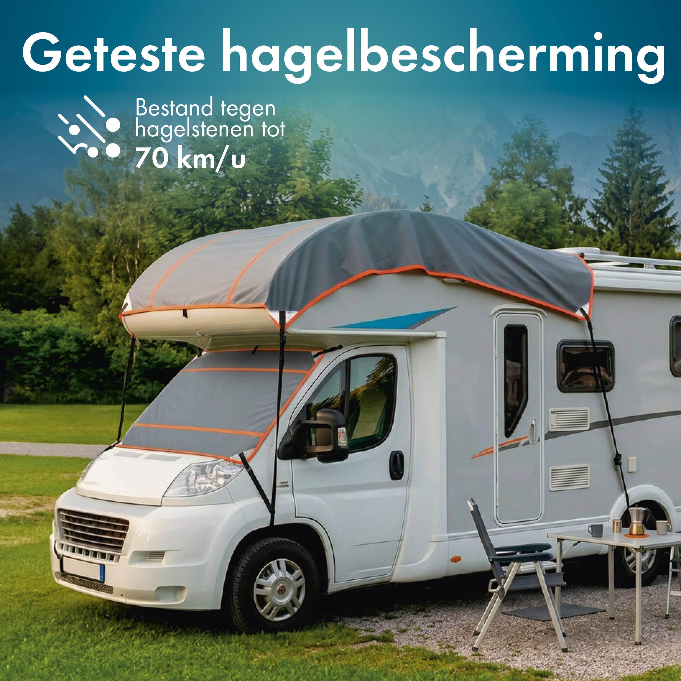 Camper/Caravan Hagelbeschermhoes Perma Protect, Maat L (350 x 290 cm), hagelbescherming tot 1,9 cm, zilver