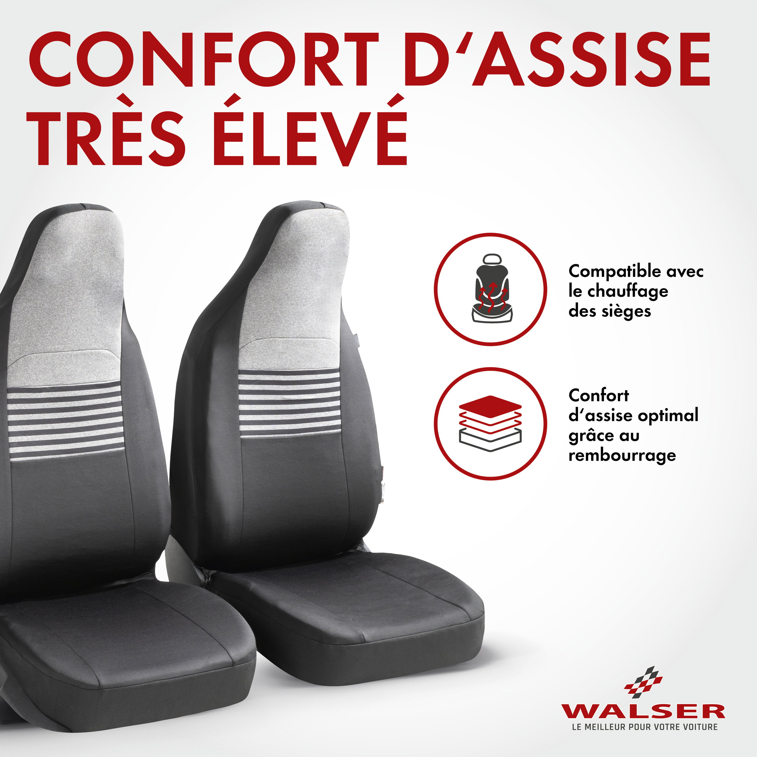 ZIPP IT Premium Housse de sièges Gordon pour deux sièges avant avec système de fermeture éclair noir/gris